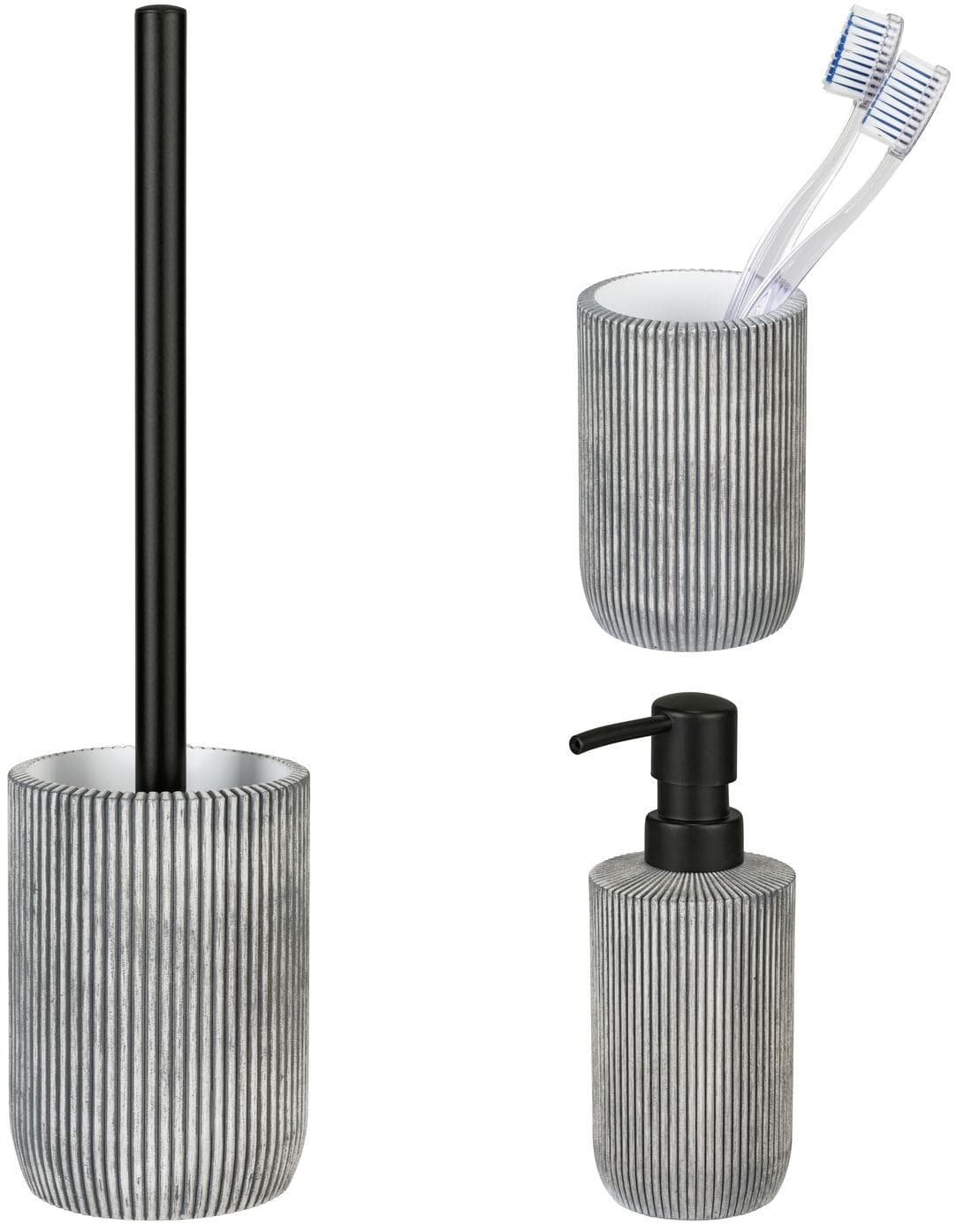 Schöner Wohnen Kollektion Badaccessoire-Set Antella Grau Polyresin