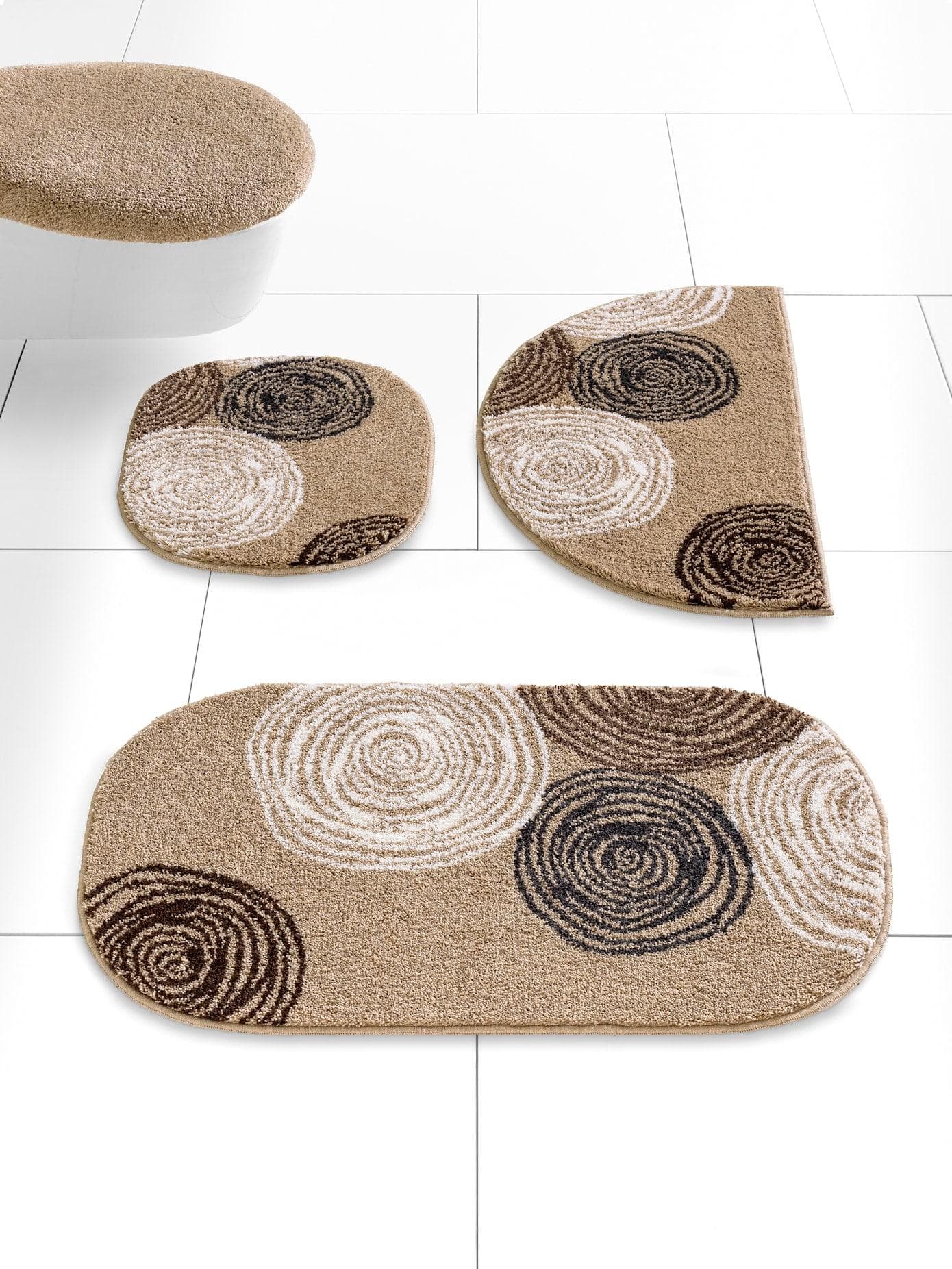 Badematte GRUND Taupe Halbrund 50x80cm