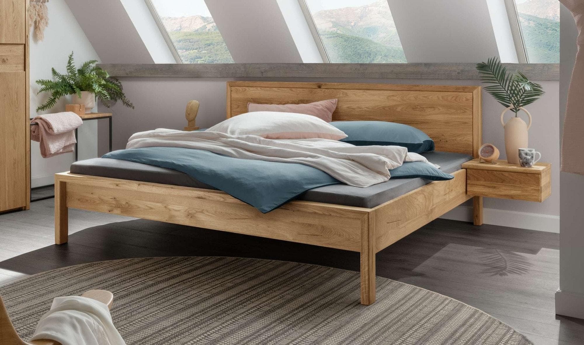 HOME AFFAIRE Schlafzimmer-Set Huven Massivholzbett Eiche