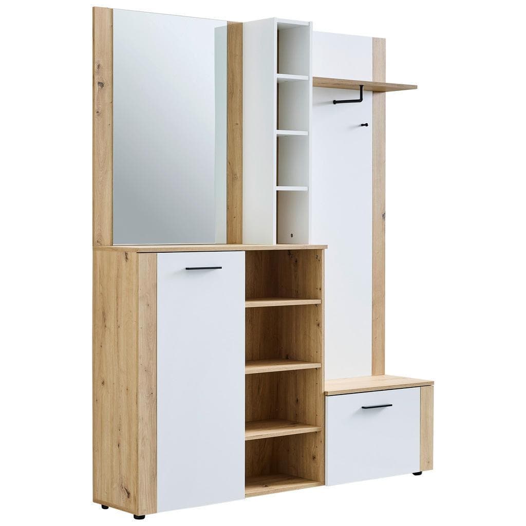 Mid.you Garderobe Weiß Eiche Artisan 7-teilig