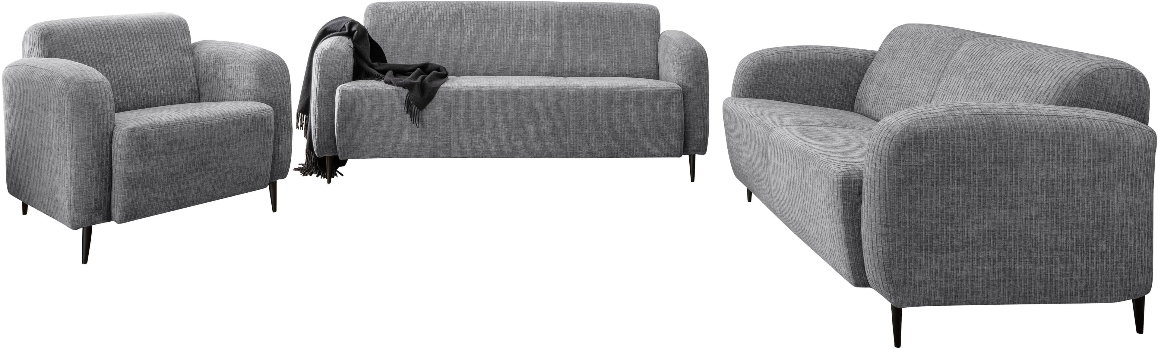 HOME AFFAIRE Marone Polstergarnitur Grau 3-Sitzer 2-Sitzer Sessel