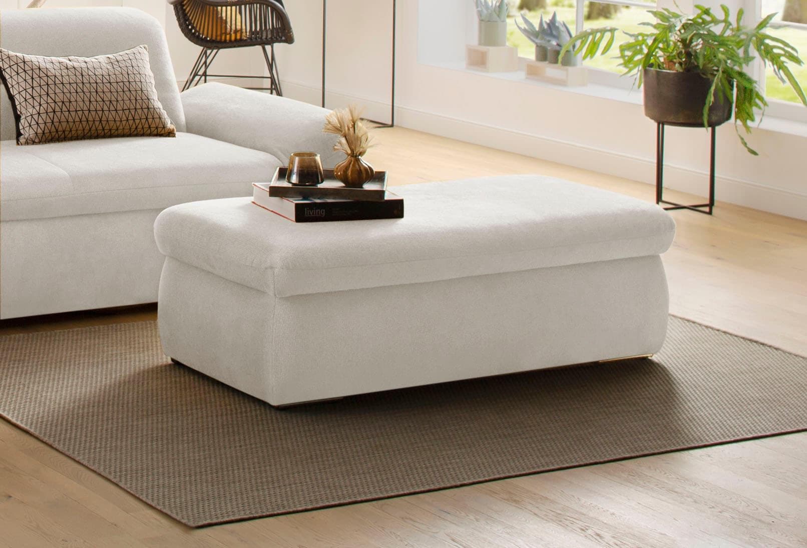 HOME AFFAIRE Polsterhocker Avesa Creme mit Stauraum