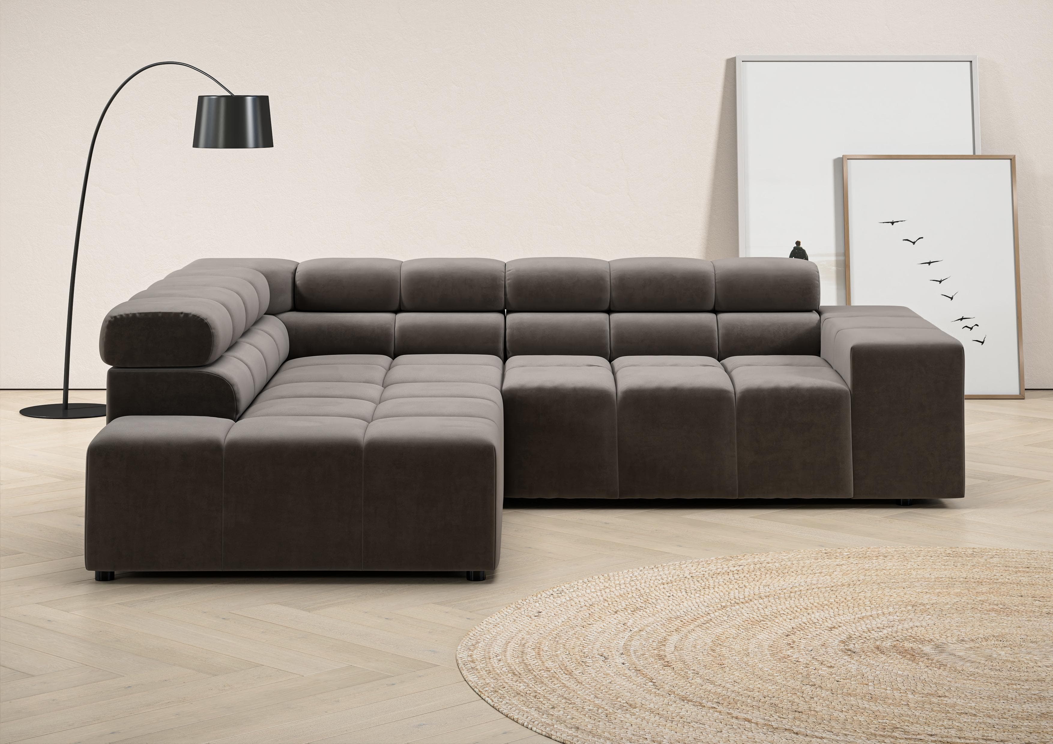 HOME AFFAIRE Ecksofa Ancona Grau L-Form mit Sitztiefenverstellung