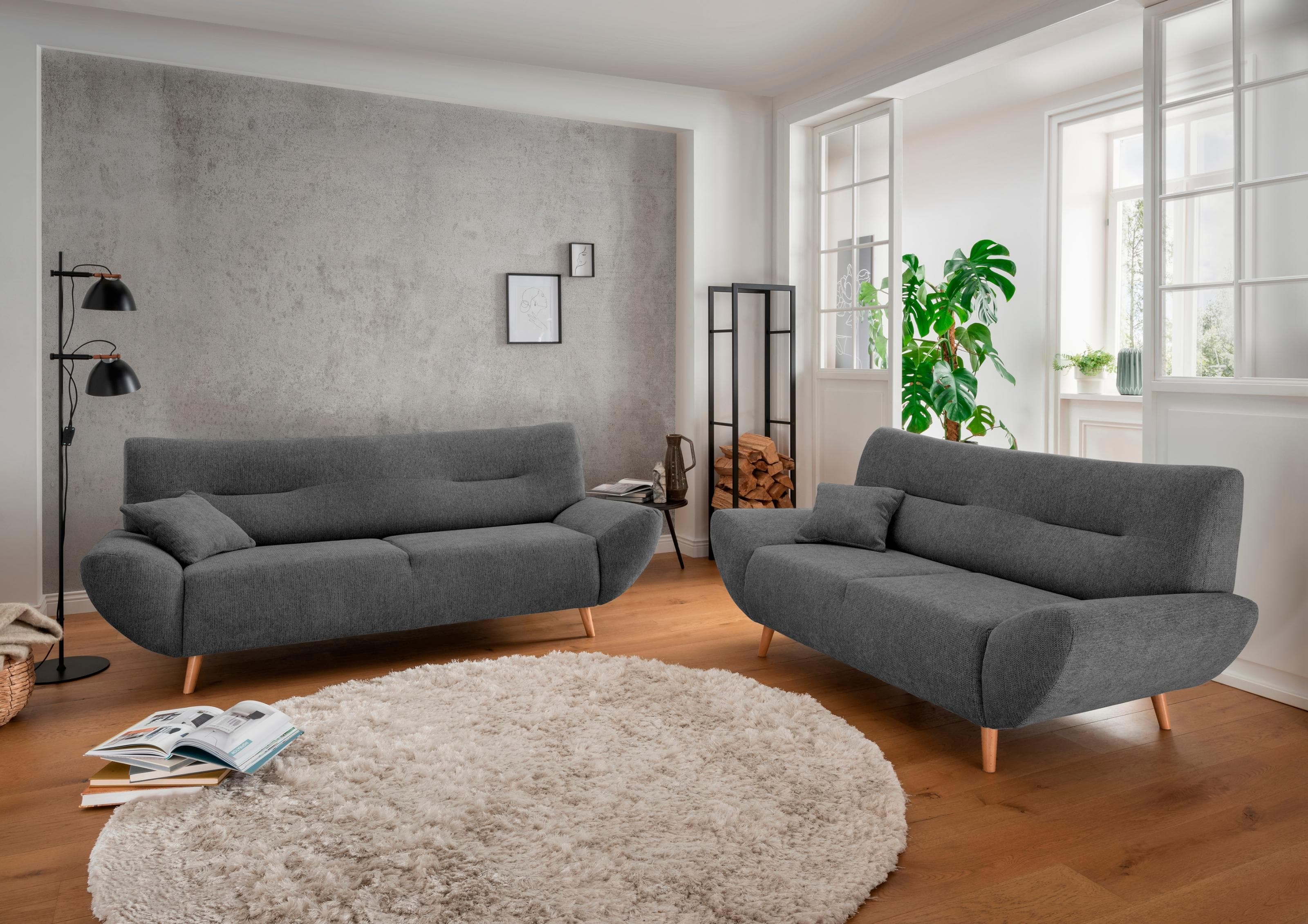 Home Affaire Polstergarnitur Drago Grau 3-Sitzer 2-Sitzer