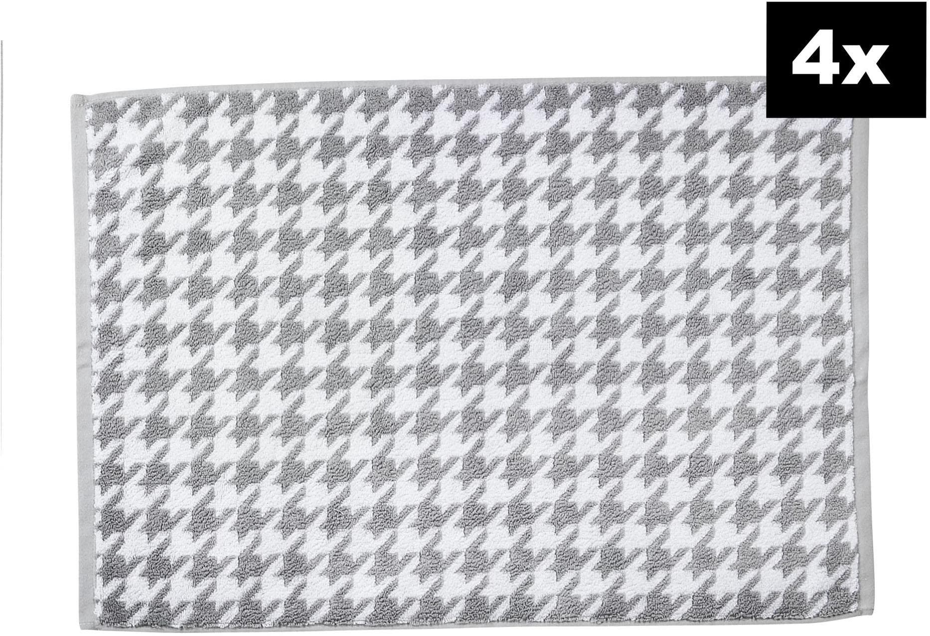 done. DAILY SHAPES Bird 4er-Set Badvorleger Silber Jacquardgewebt