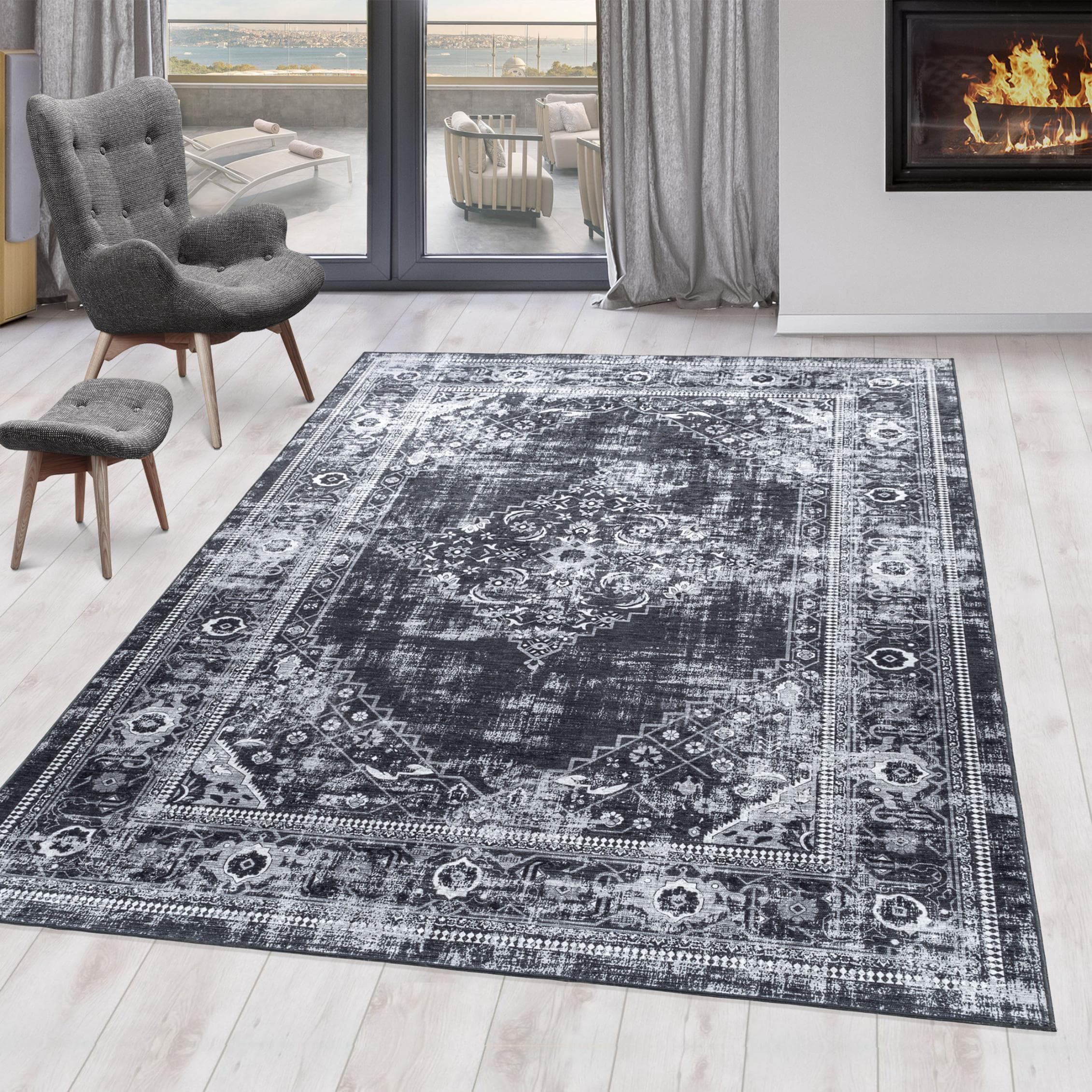 Ayyildiz Teppiche FIESTA 4301 Schwarz Moderner Orient Teppich