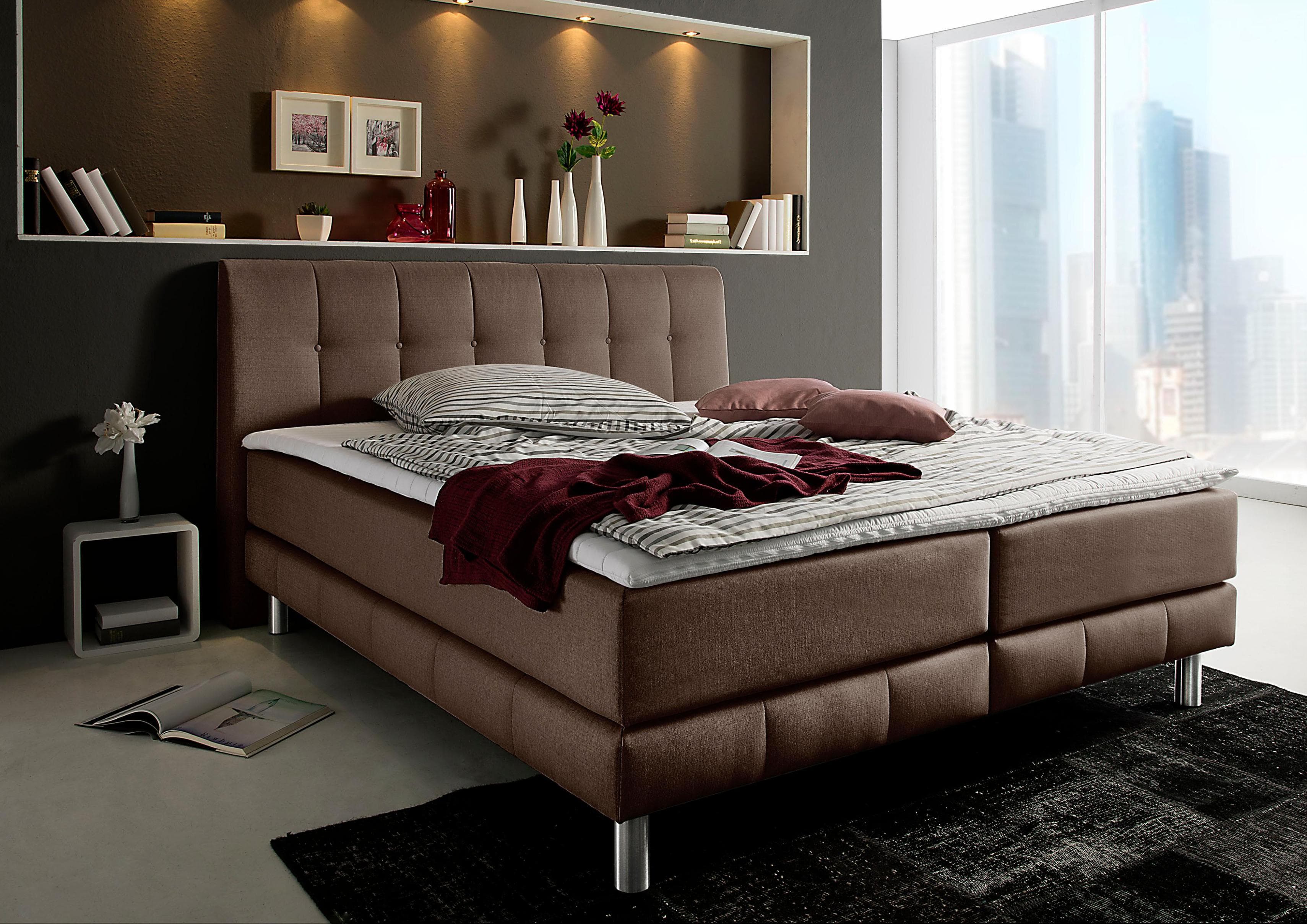 HOME AFFAIRE Boxspringbett Cafone Braun mit Topper