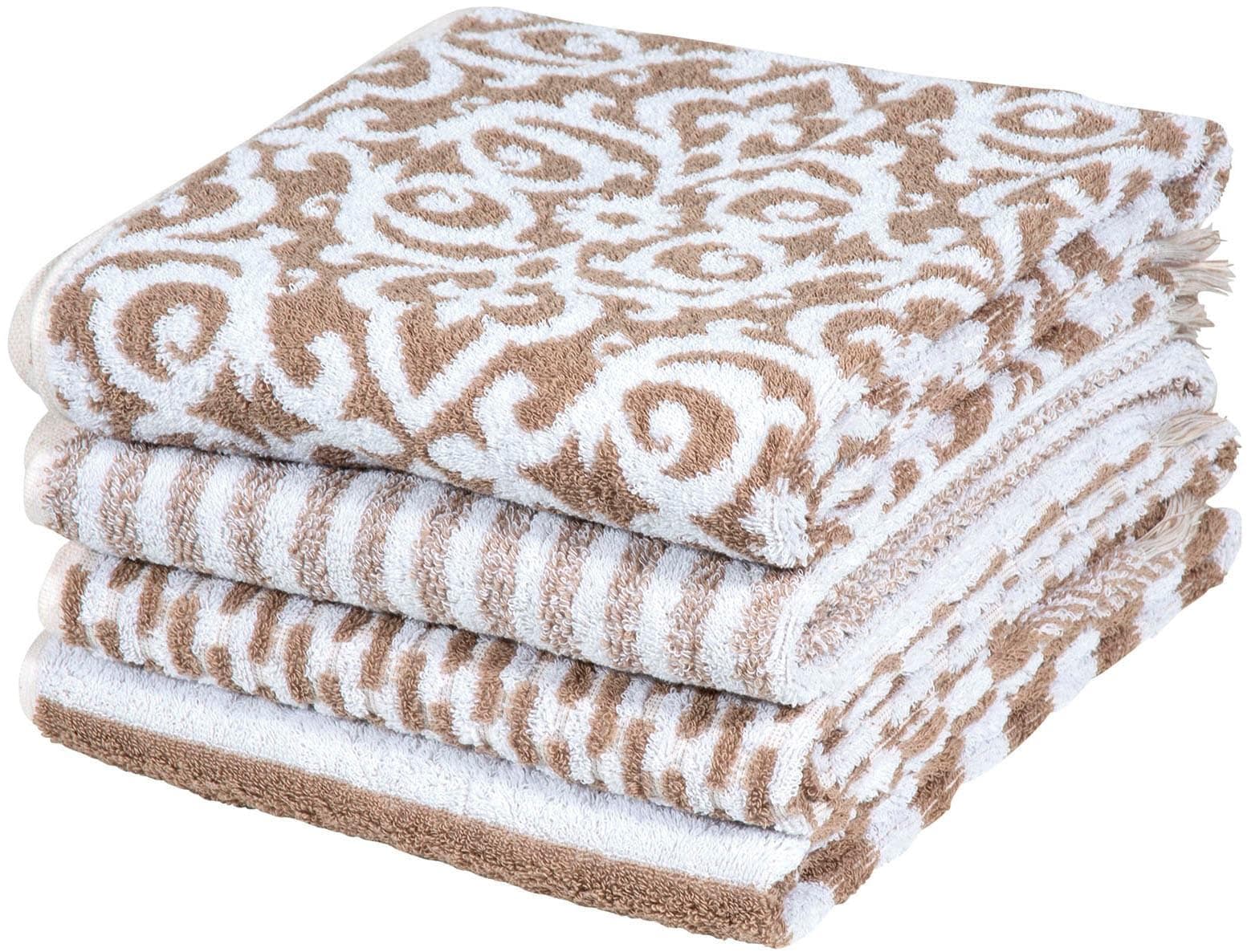 PAD Handtuch-Set FAMILY Grau Taupe Frottee 8-tlg. mit Fransen