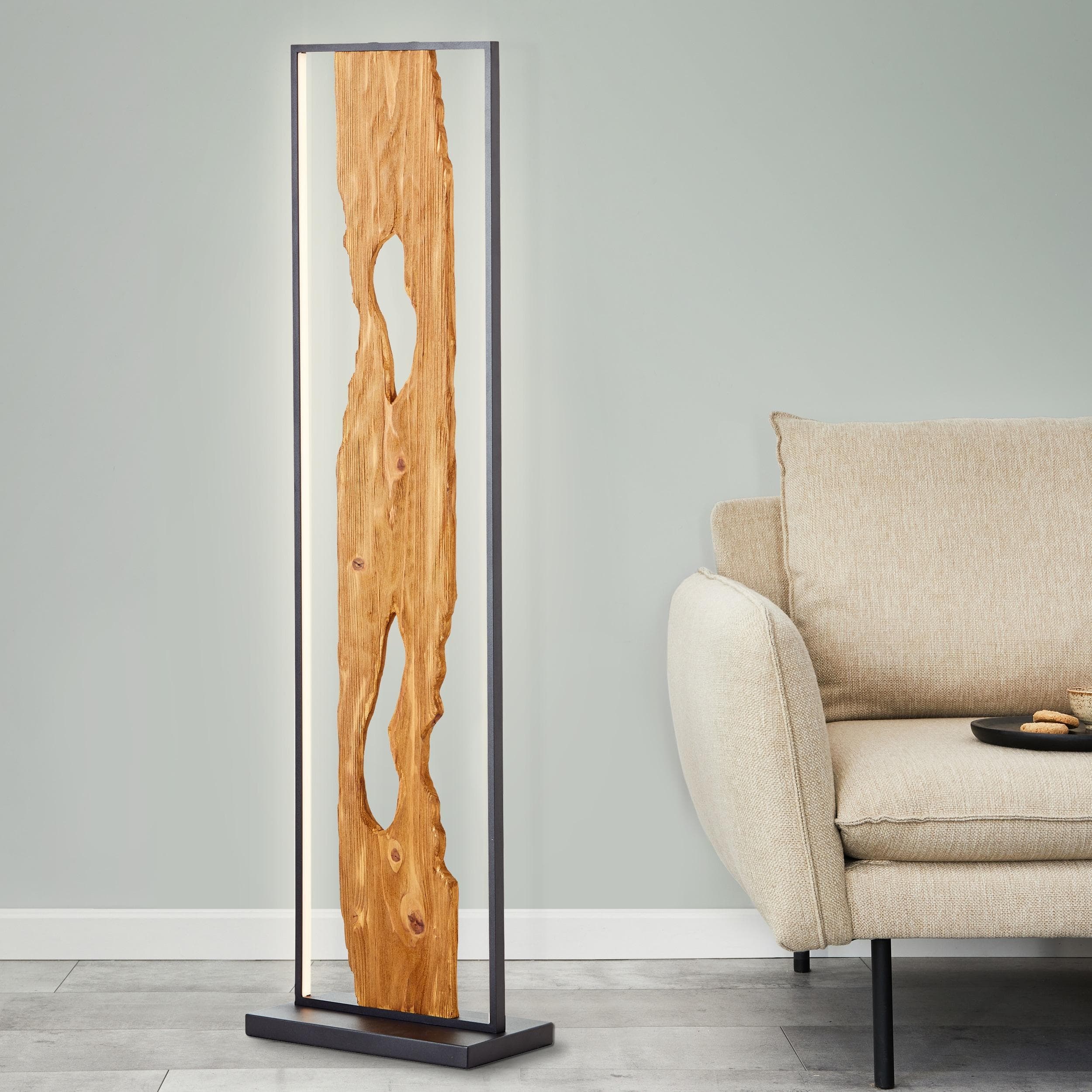 BRILLIANT LED Stehlampe Chaumont Schwarz Holz 120cm