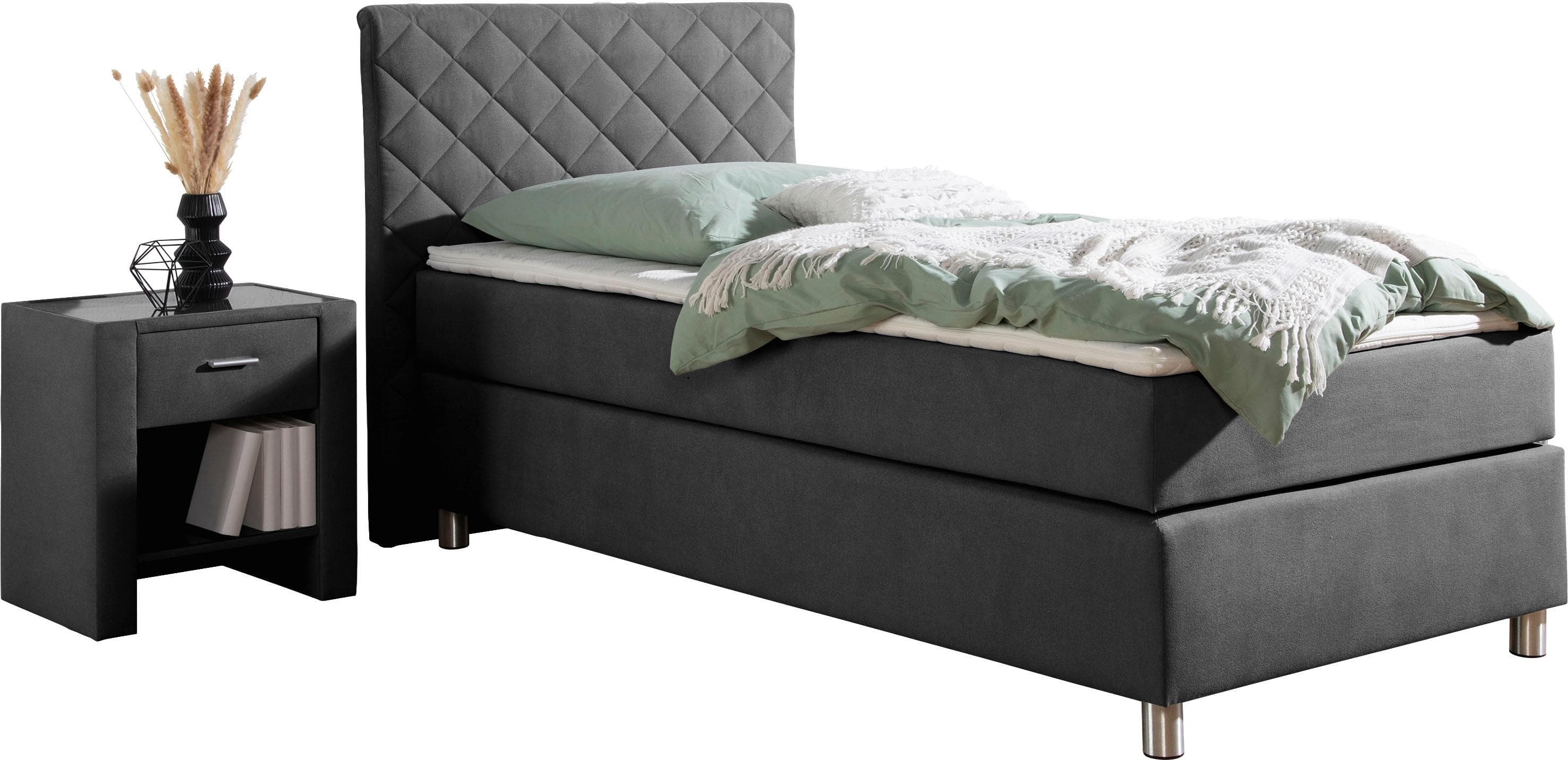Home Affaire Boxspringbett Bernard Grau Anthrazit mit Topper