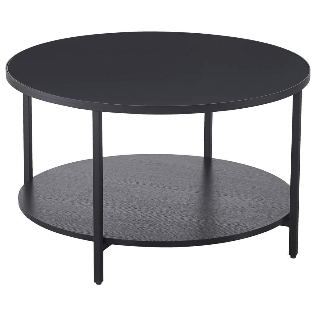 Carryhome Couchtisch Schwarz Metall Glas Holzwerkstoff Rund
