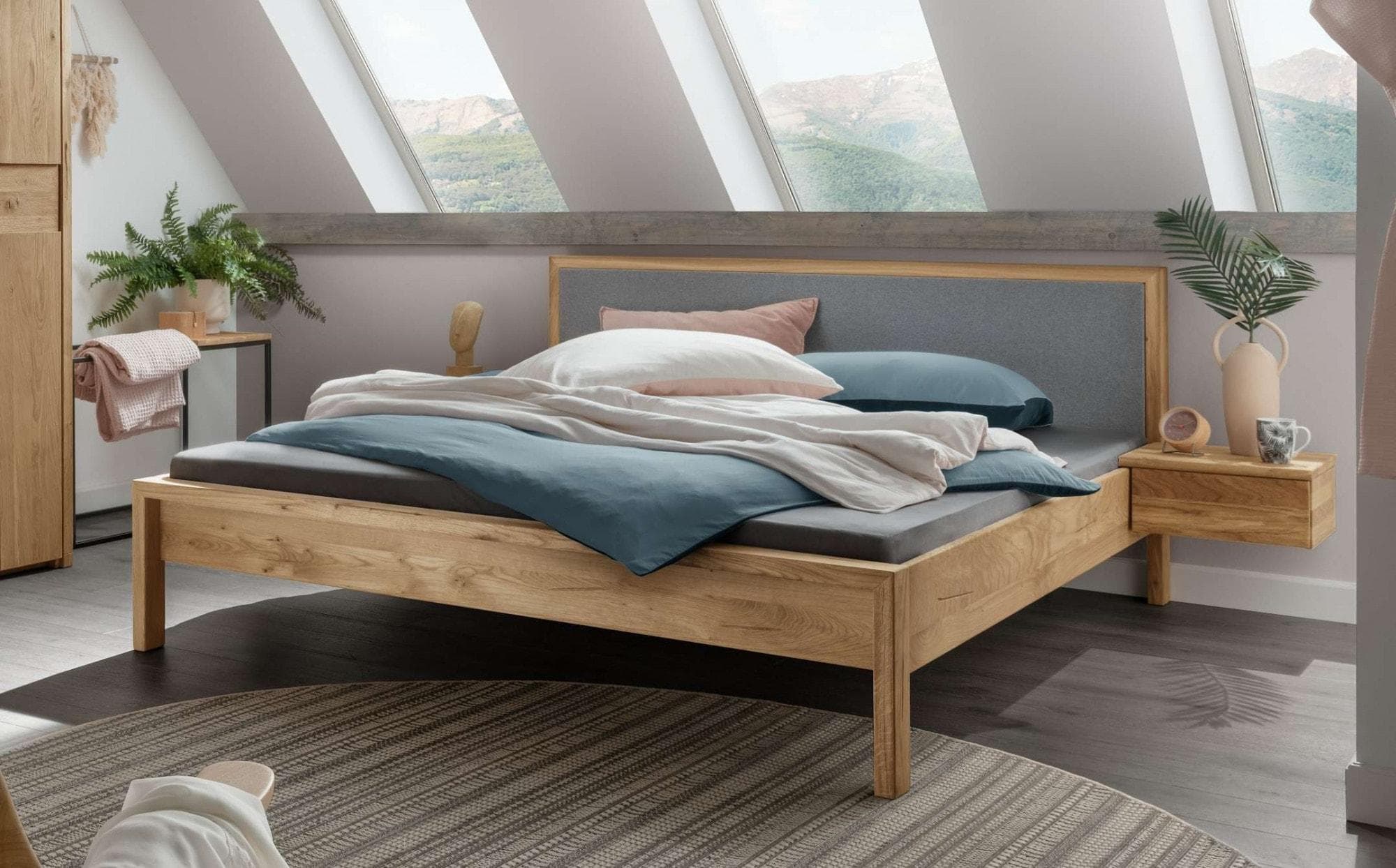 HOME AFFAIRE Schlafzimmer-Set Huven Massivholzbett Eiche