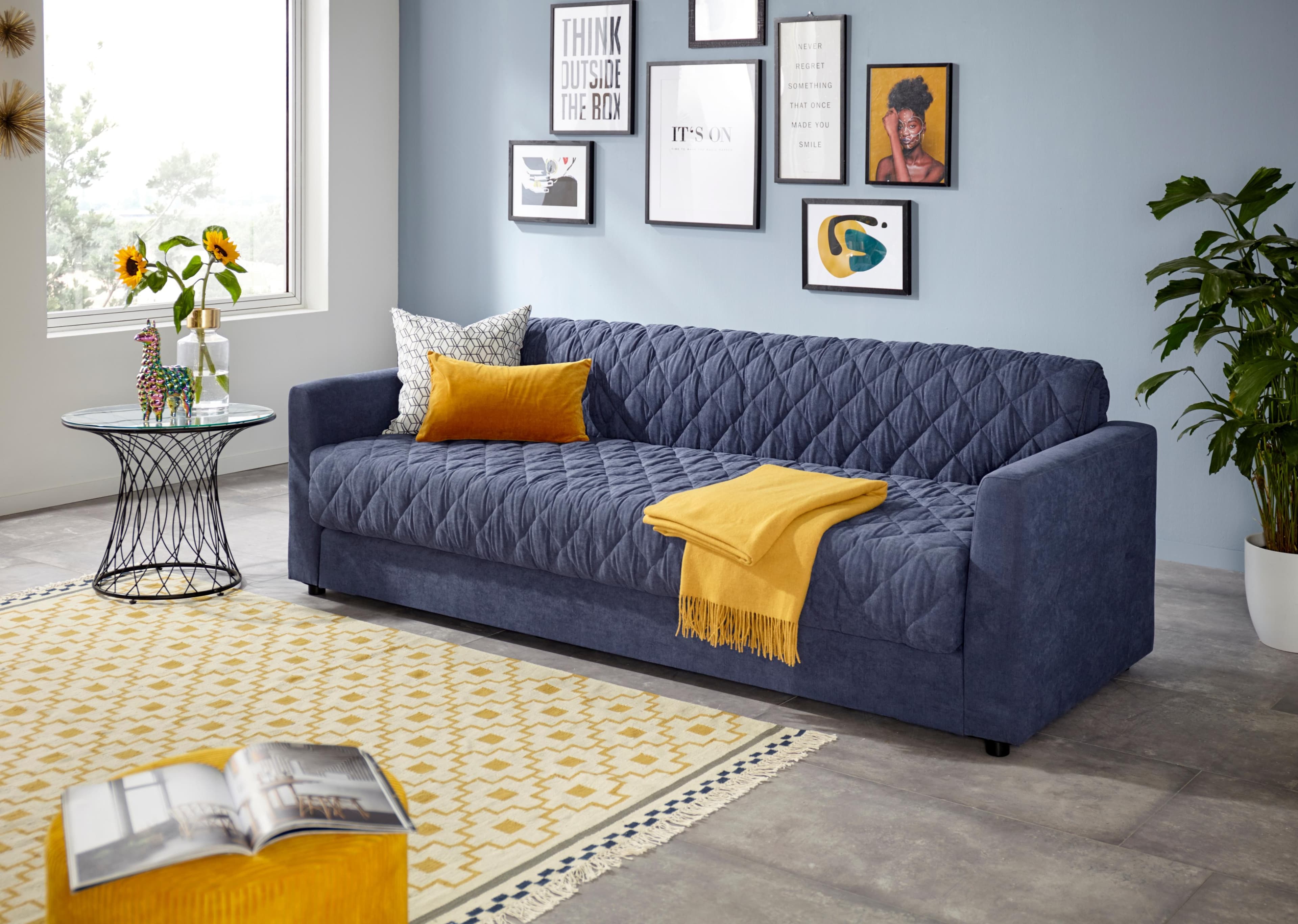 Home Affaire Schlafsofa Kelly Blau mit Federkern und Topper