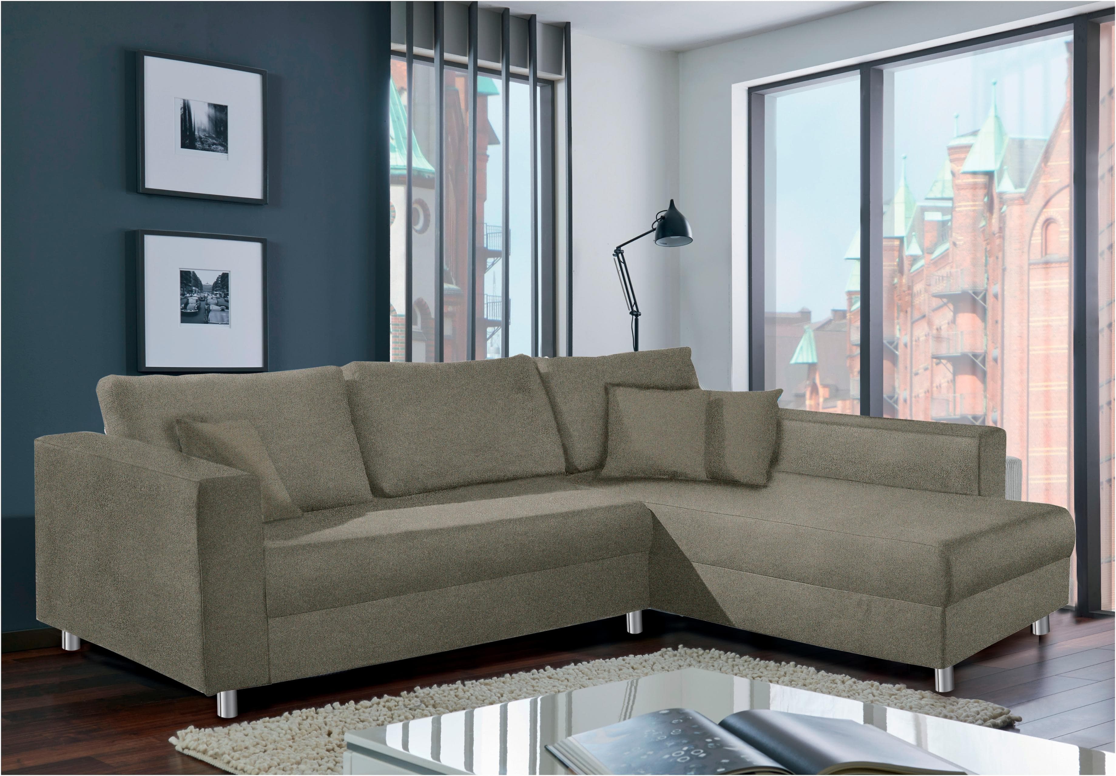 Home Affaire Ecksofa 153 Beige mit Schlaffunktion