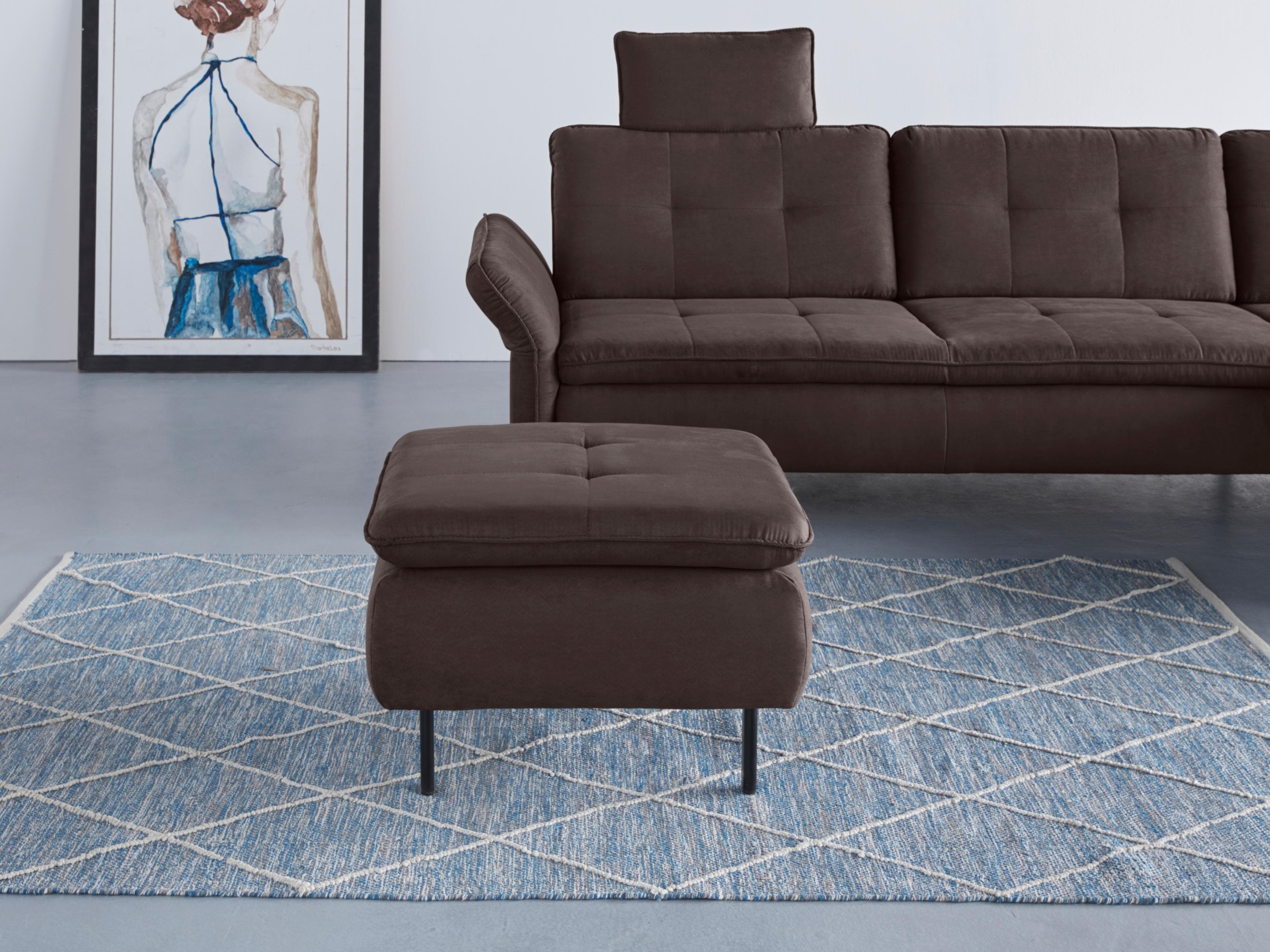 HOME AFFAIRE Polsterhocker Birkholm Dunkelbraun Microfaser