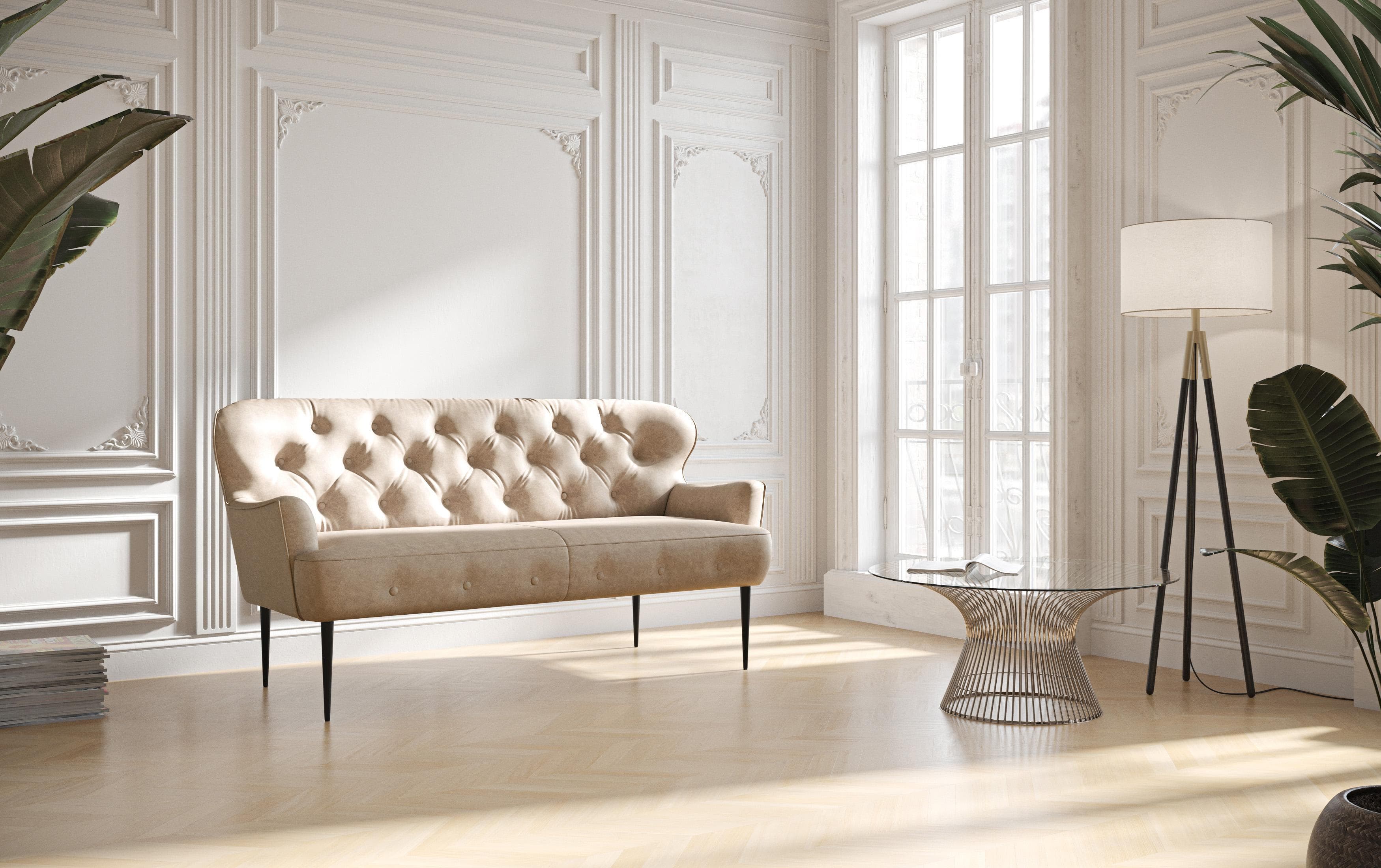 HOME AFFAIRE Sofa Amber Beige mit Knopfheftung
