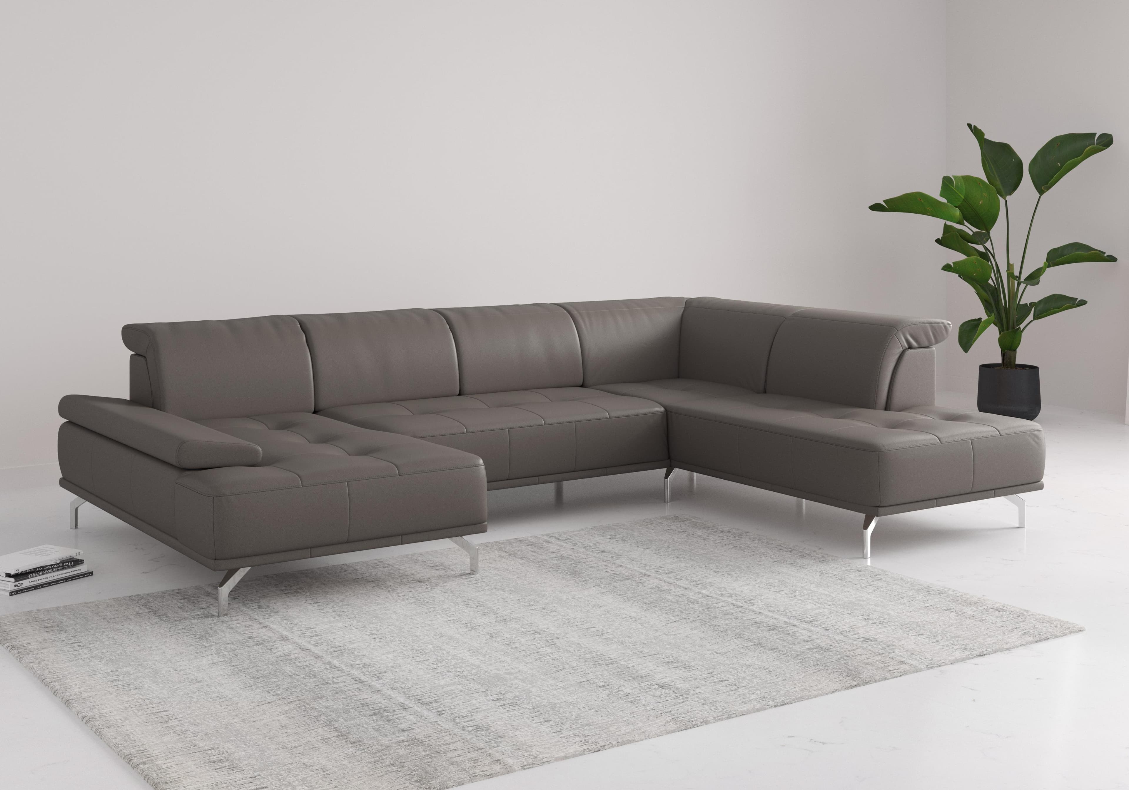 HOME AFFAIRE Wohnlandschaft Caluna Mocca Naturleder mit Sitztiefenverstellung
