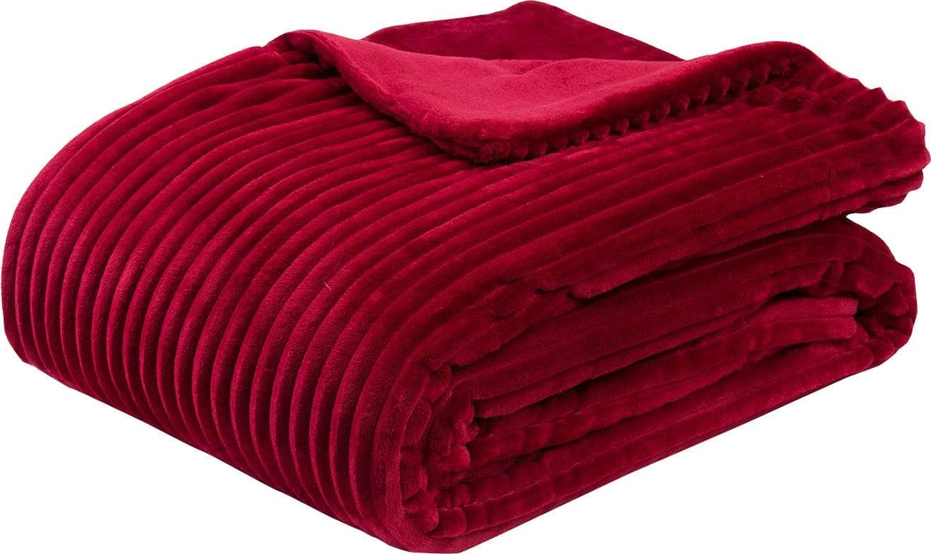Wohndecke GÖZZE Cordoptik Karminrot Kuscheldecke