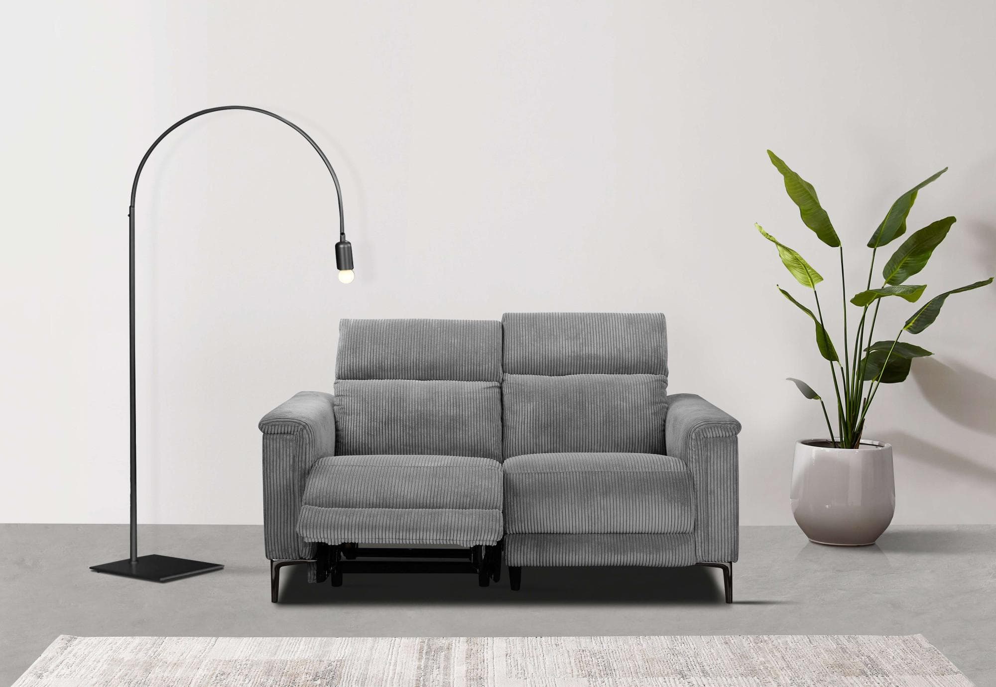 OTTO HOME LUND Cord 2-Sitzer Sofa Grau Relaxfunktion