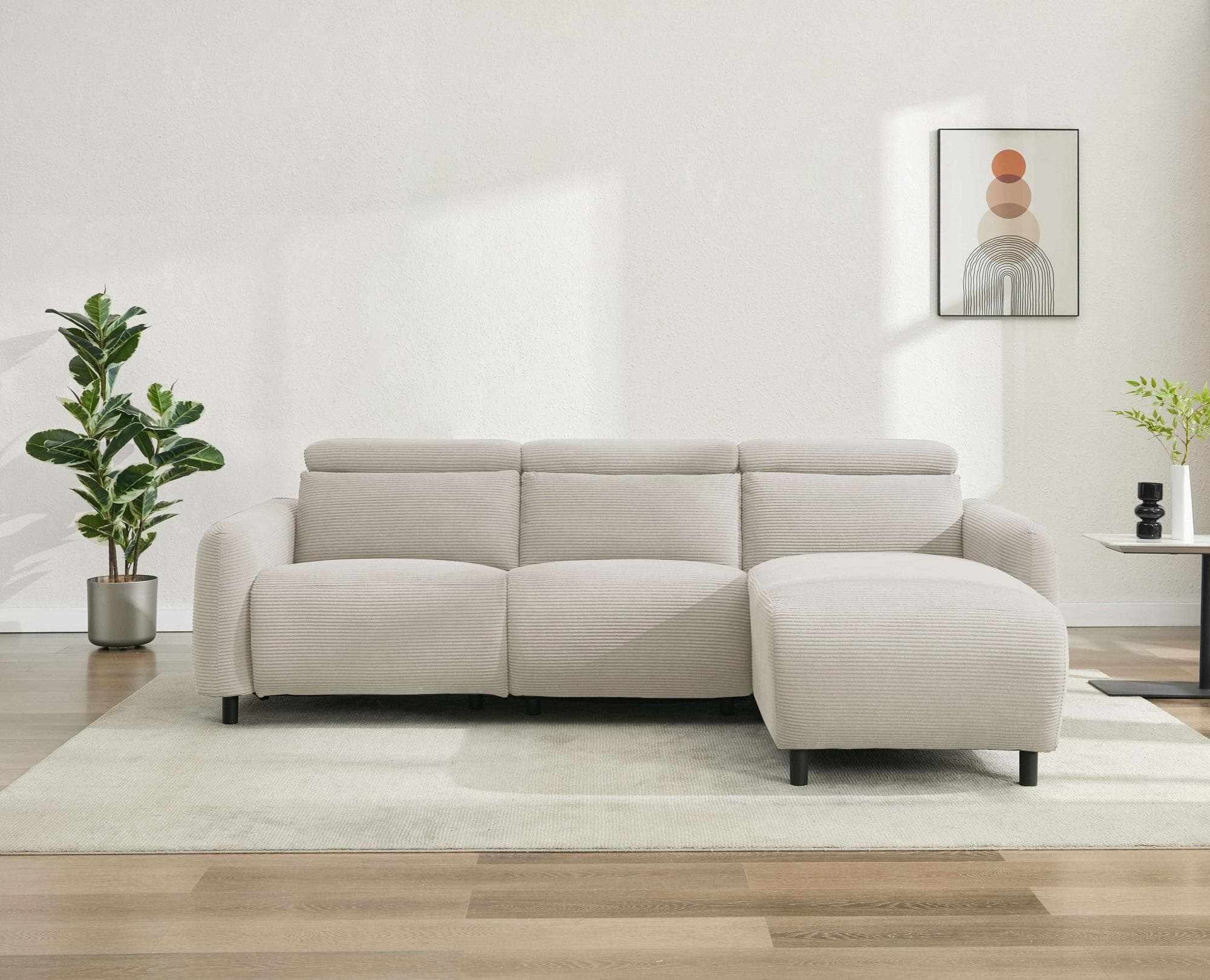 OTTO HOME SKAANE Ecksofa L-Form Cord Beige Relaxfunktion