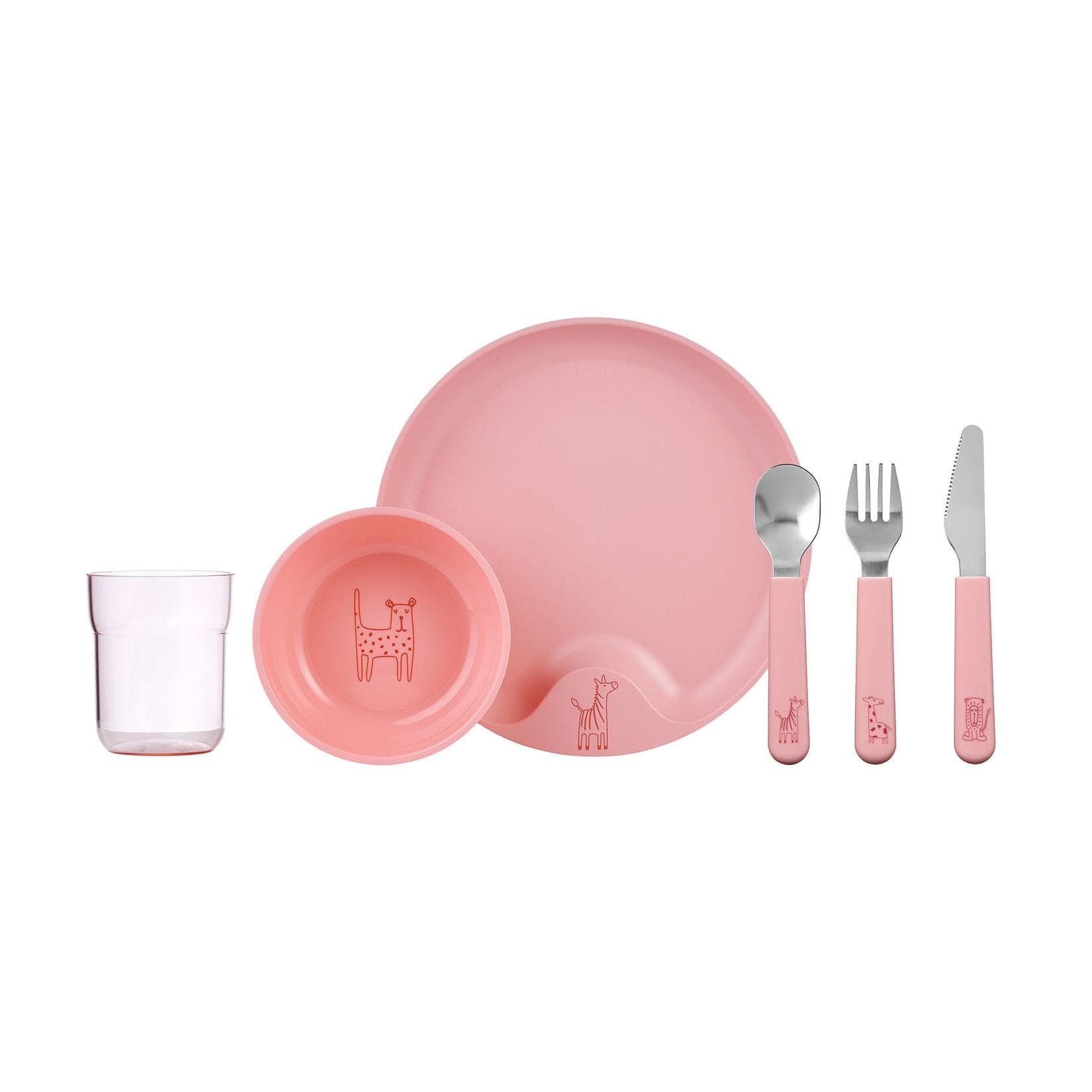 Mepal Kindergeschirr Mio 6er Set Deep Pink - Robustes Geschirrset