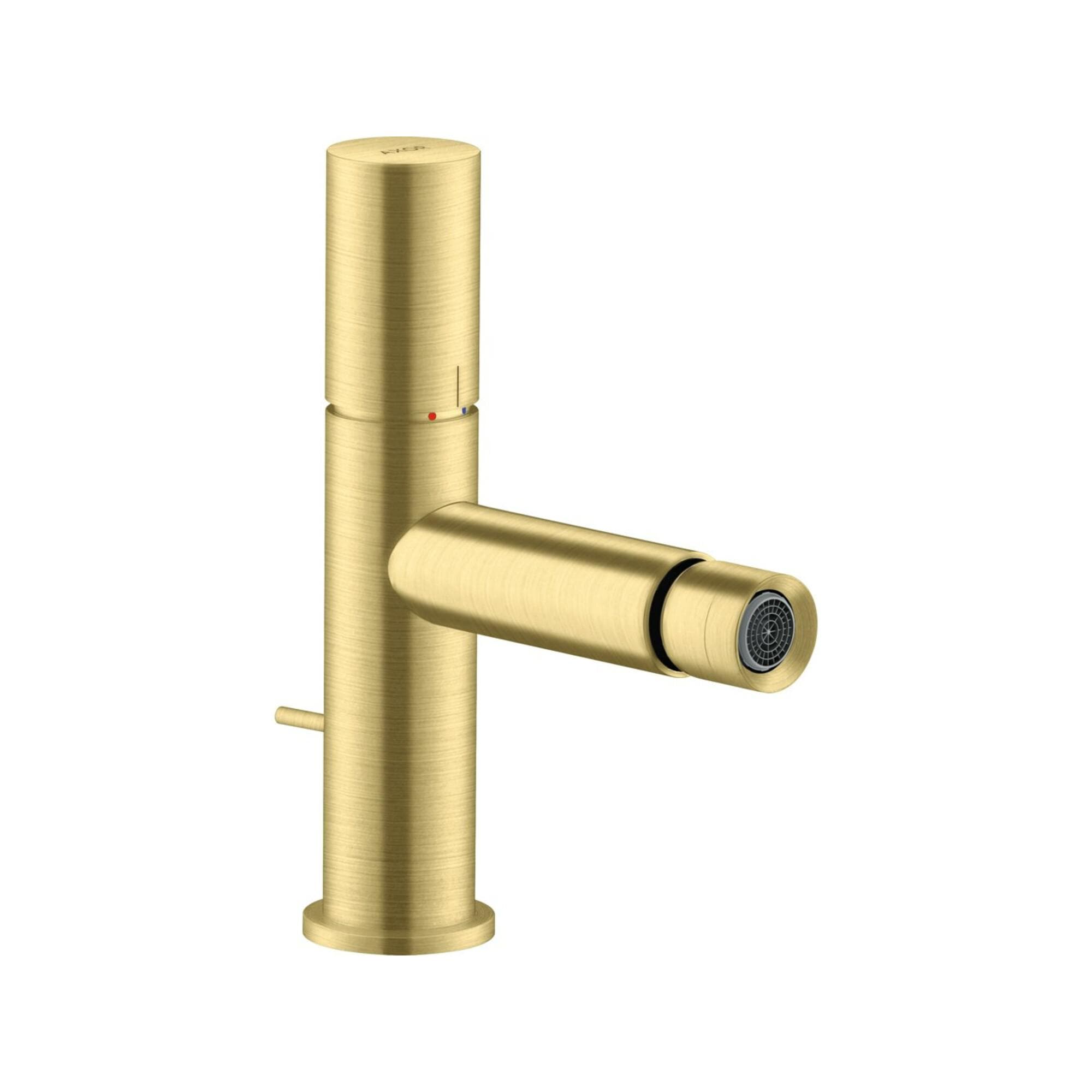 Hansgrohe Axor Uno Bidetarmatur 45200950 Ausladung 124mm, mit Zerogriff, Zugstangen-Ablaufgarnitur, brushed brass
