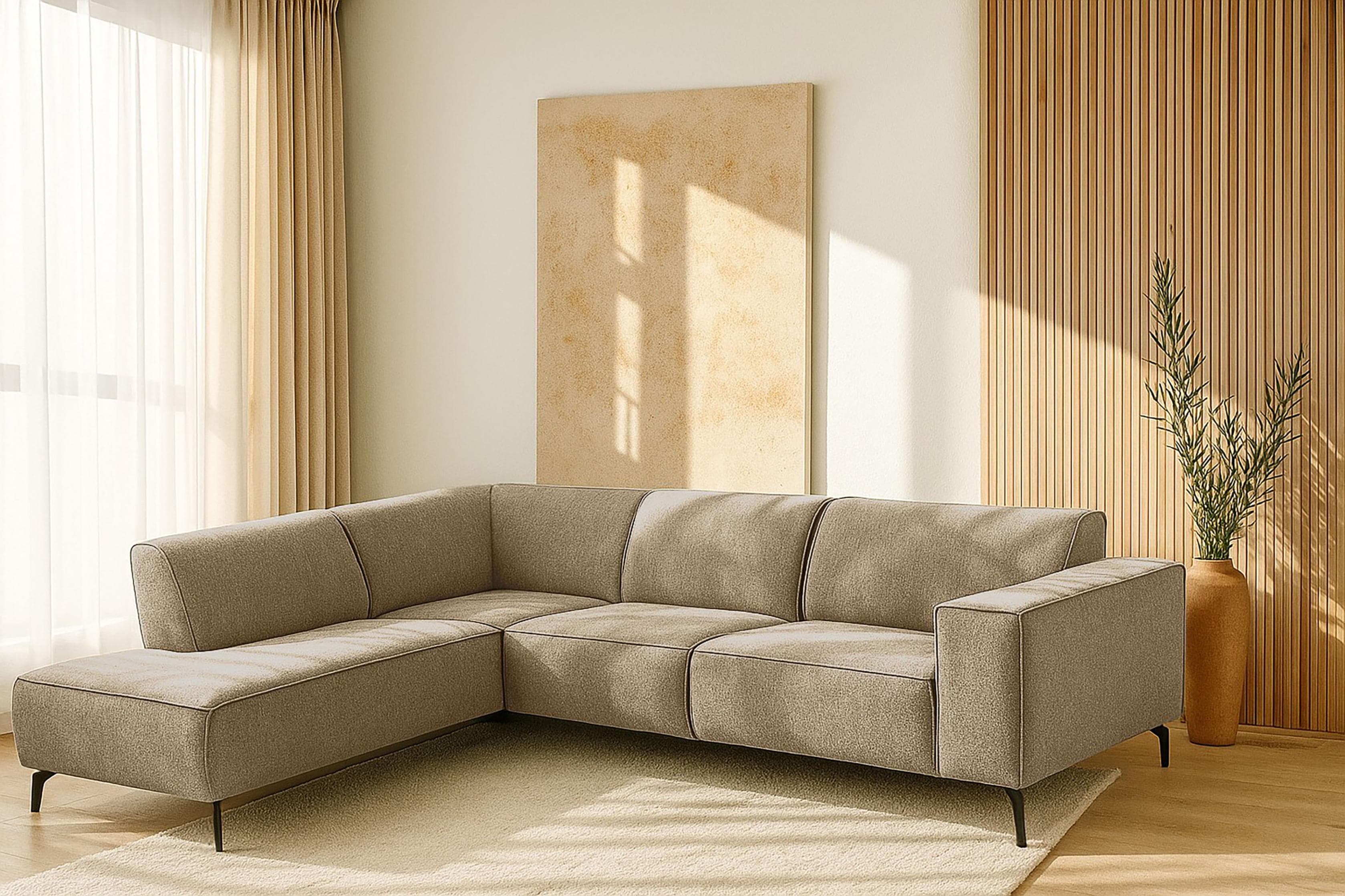 HOME AFFAIRE Ecksofa LORCAN Grau Taupe Metallfüße