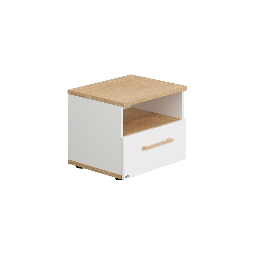 Paidi Nachtschrank Weiß Eiche Massiv 1 Schublade