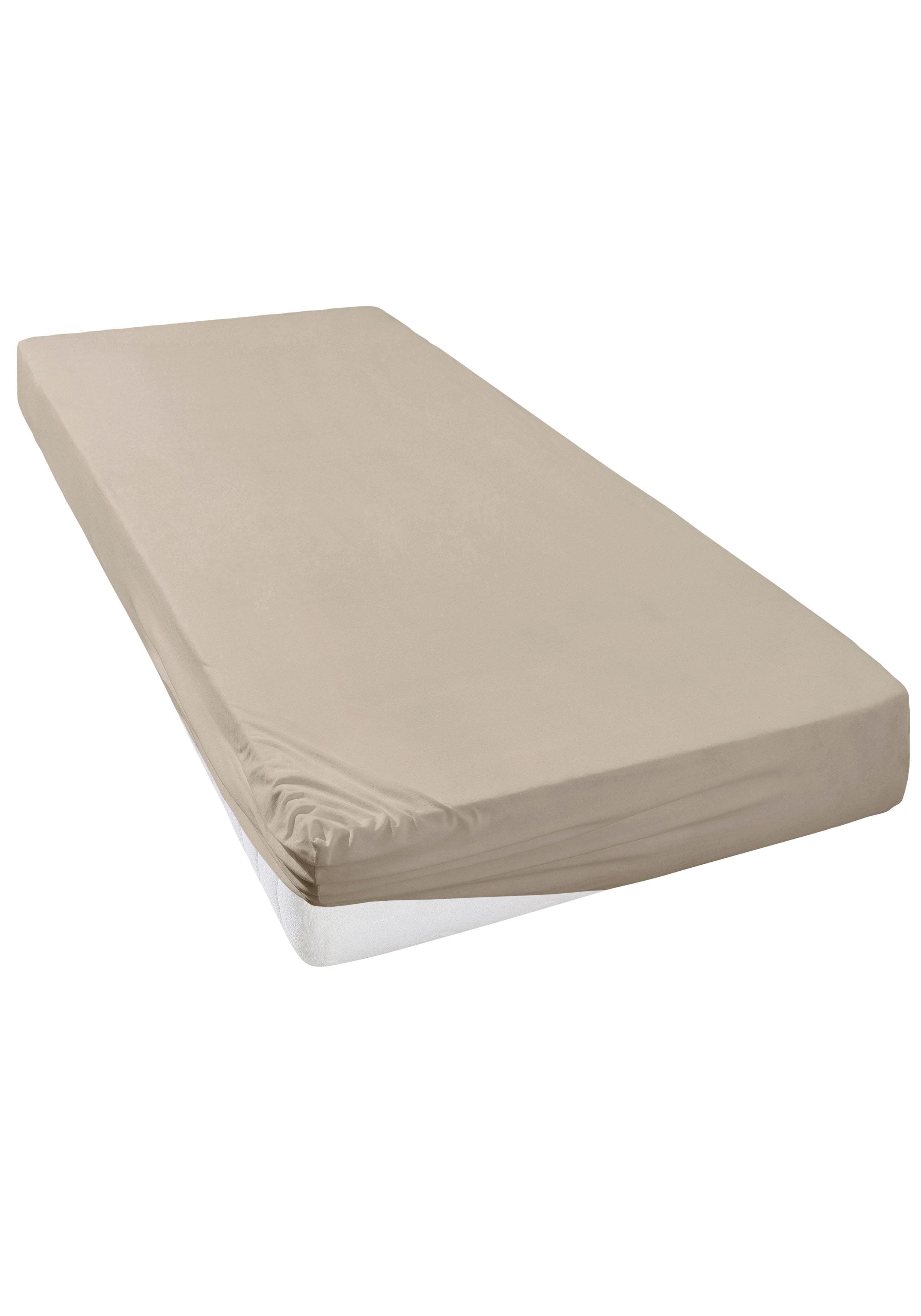 OTTO HOME Spannbettlaken Beige Jersey Polycotton 200x200 cm