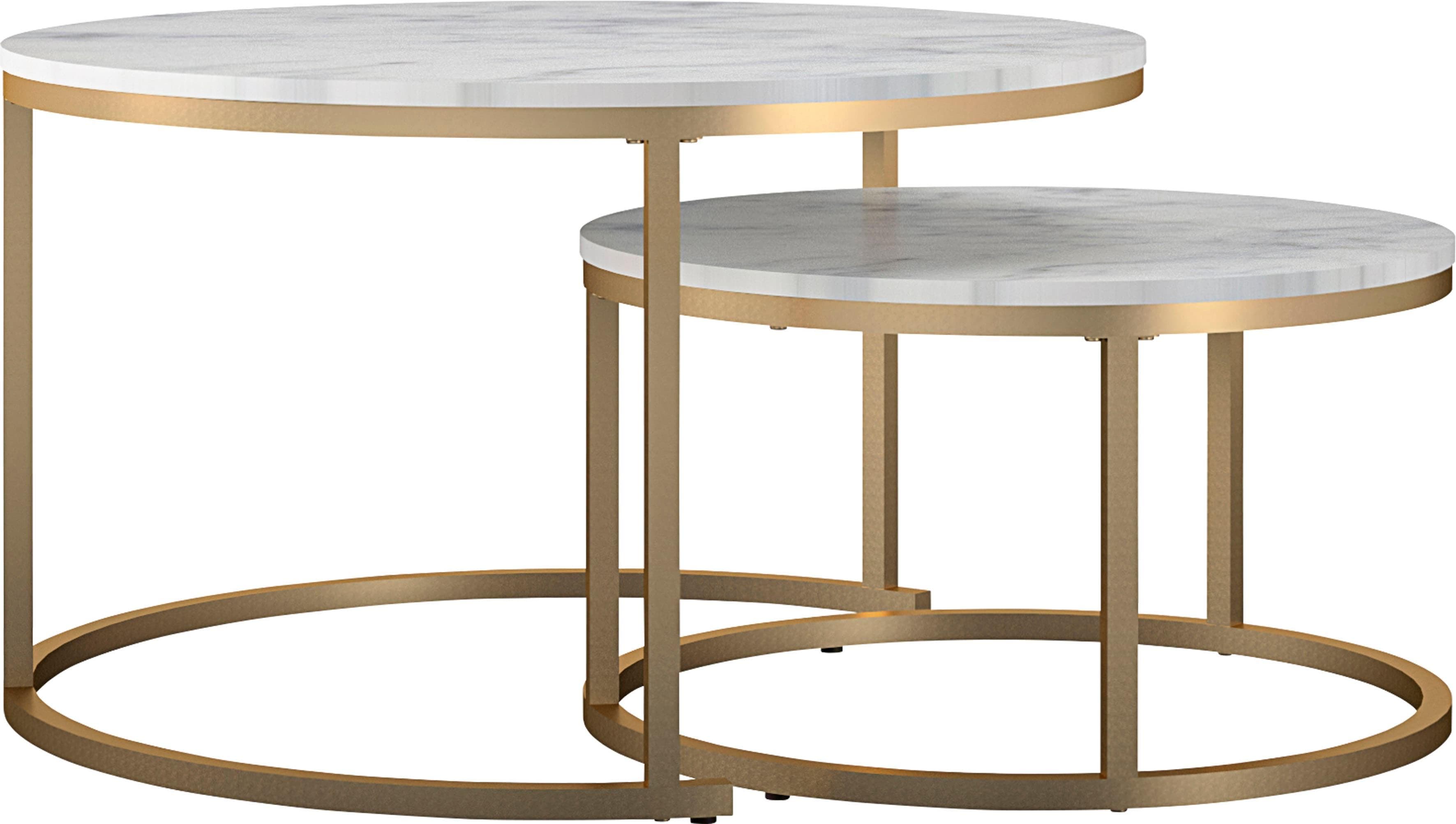 Couchtisch OTTO HOME Amelia 2-tlg. Weiß Bronze Marmor-Optik