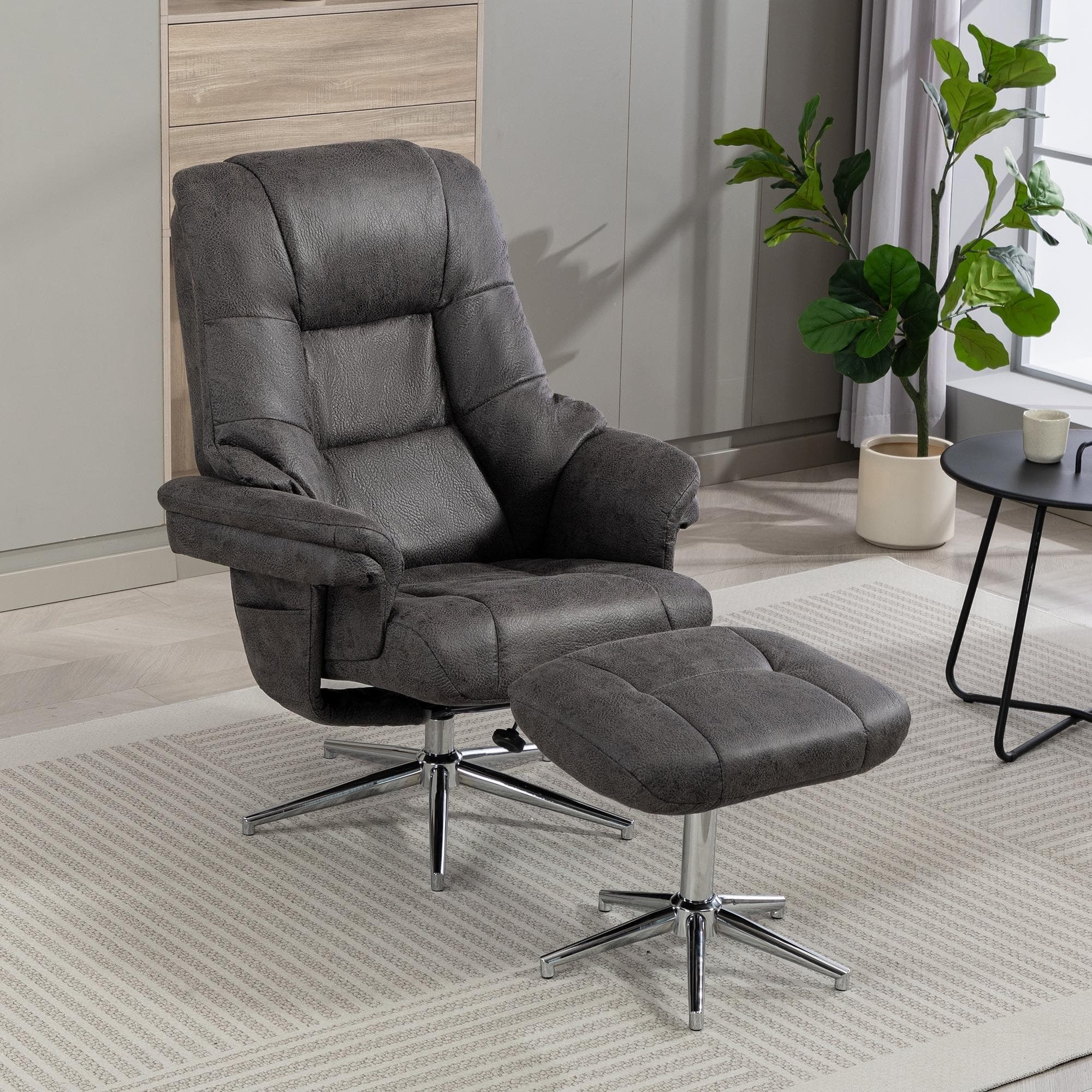 TV-Sessel Burnaby Anthrazit mit Hocker und Relaxfunktion