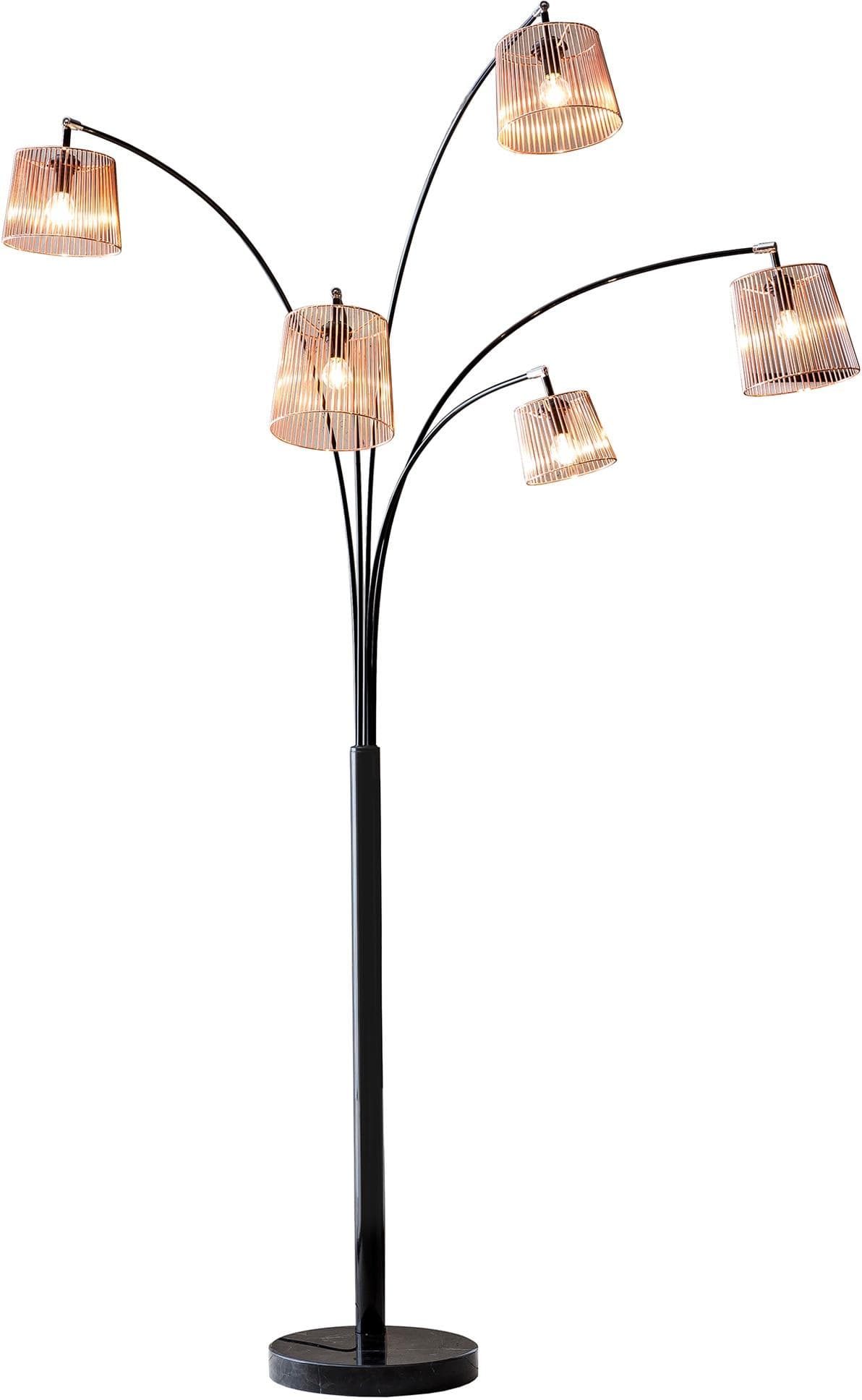 SALESFEVER Stehlampe "Karlis" 5-fach Schwarz Kupfer Dimmbar