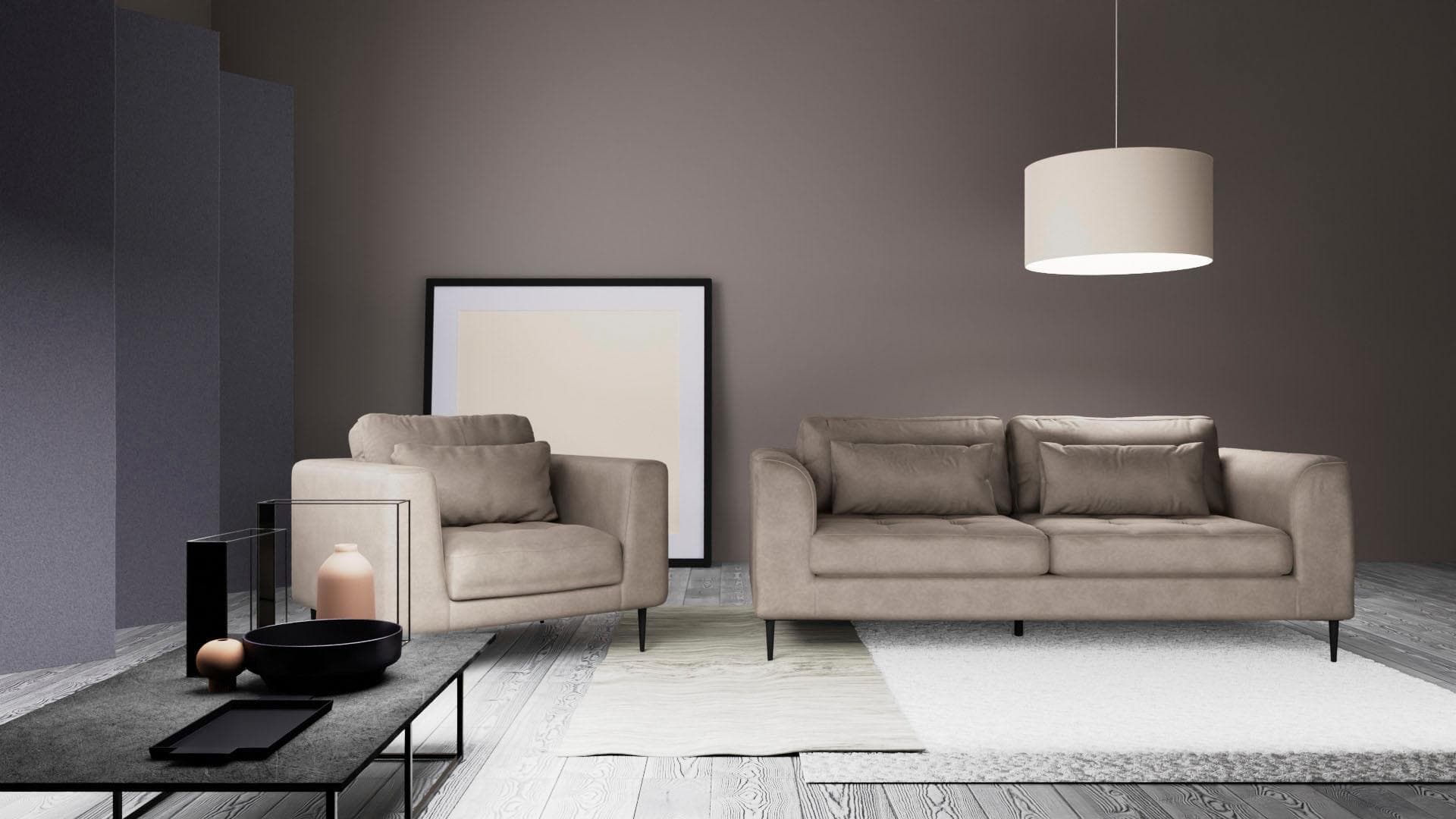 Trendmanufaktur Loungesessel Luzi grau mit Metallfüßen