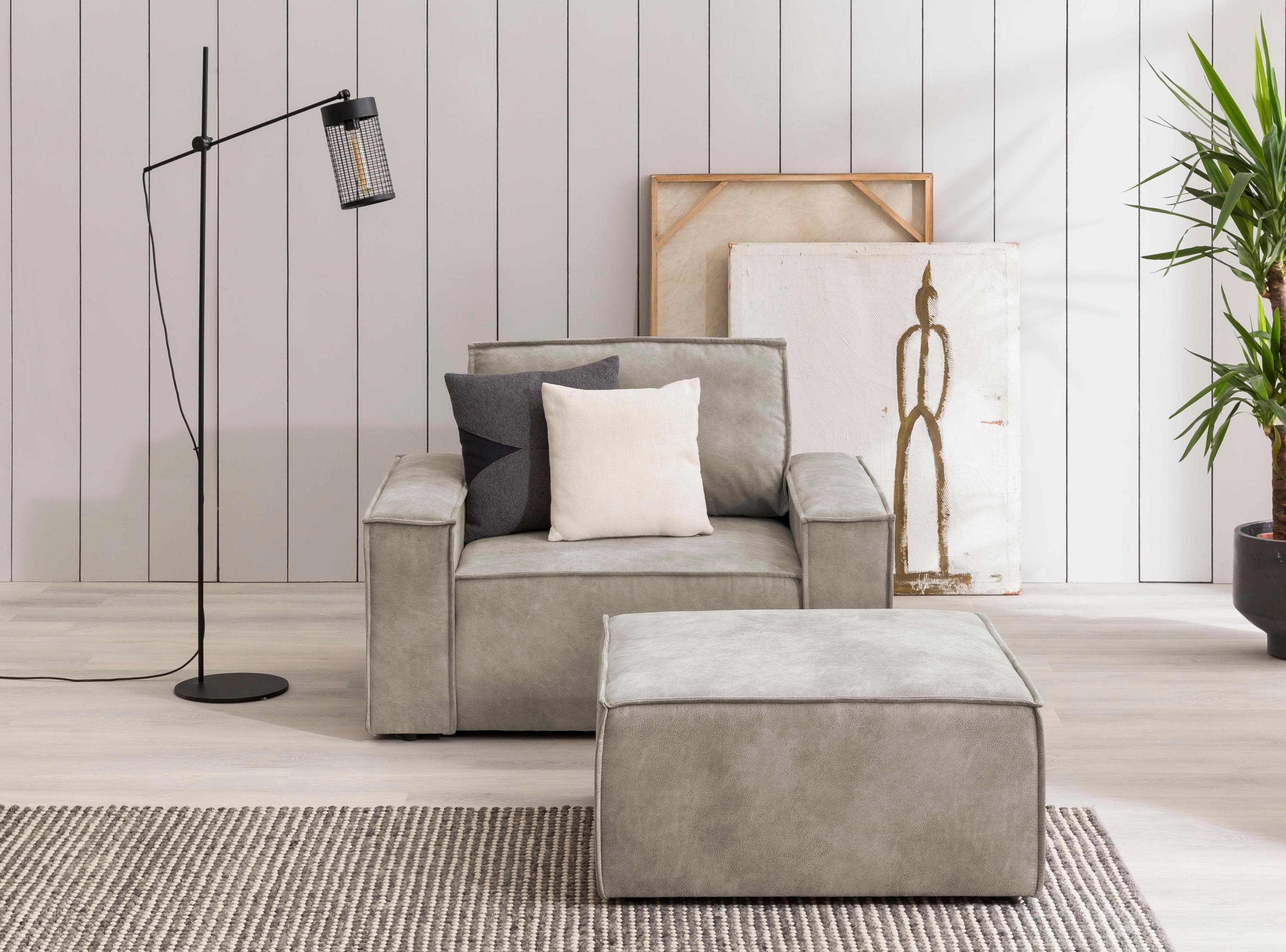 HOME AFFAIRE Sessel SHERWOOD Set Hellgrau Polyester