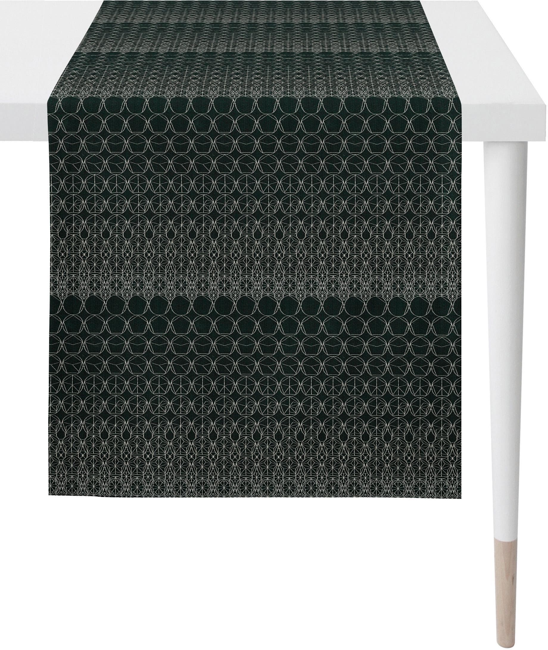 Tischläufer APELT Jacquard Schwarz Anthrazit Polyester