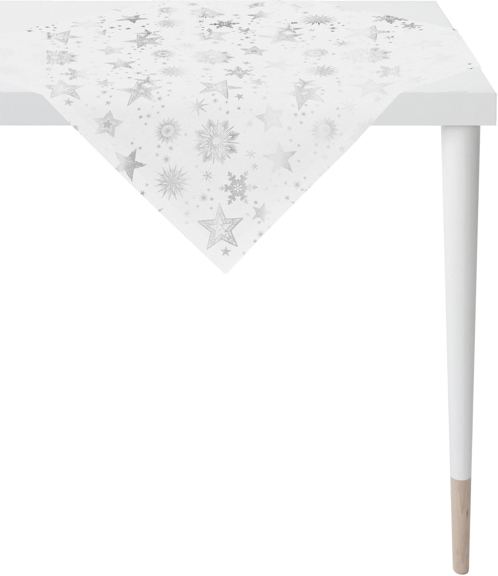 Apelt Mitteldecke Christmas Elegance Weiß Silber Jacquard