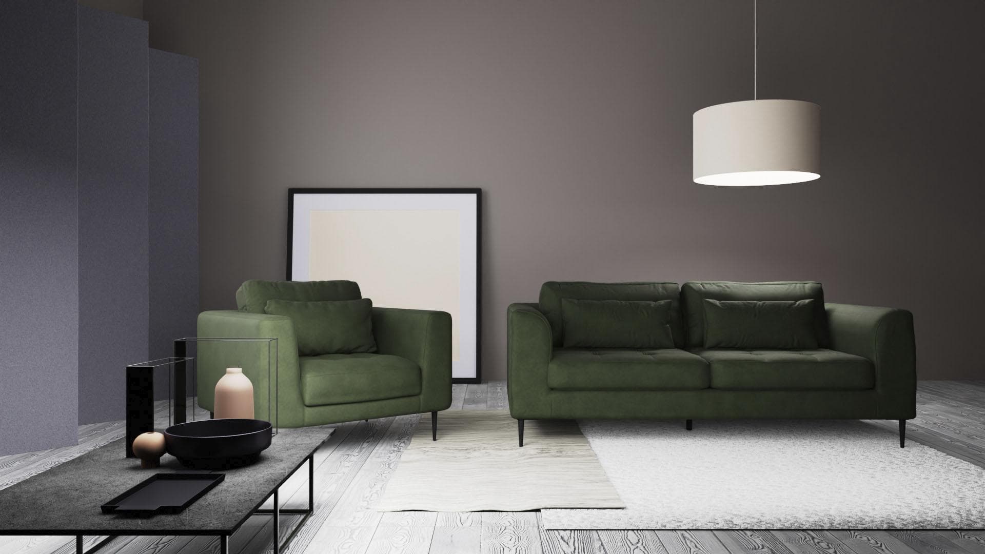 Trendmanufaktur Loungesessel Luzi modern grün mit Metallfüßen