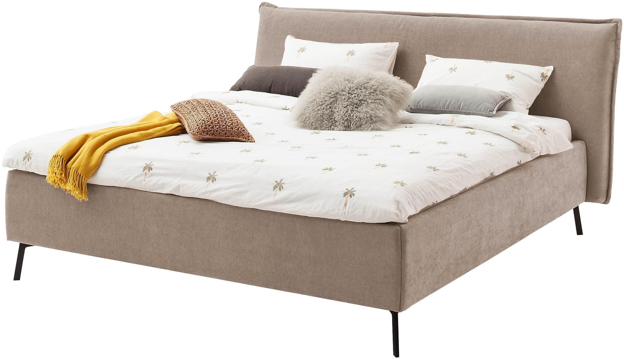 Home Affaire Polsterbett Aurela taupe mit Matratze und Lattenrost