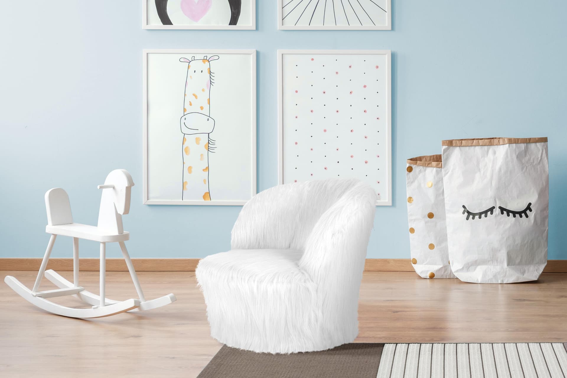 Kayoom Kinderstuhl Nanny 225 Sessel weiß Kunstfell