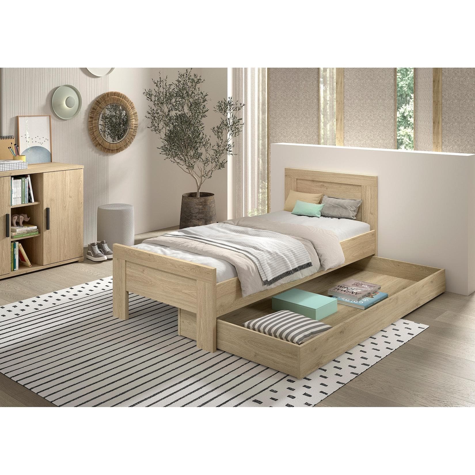 Vipack Jugendzimmer-Set SAM Bett und Bettschublade Eiche Dekor