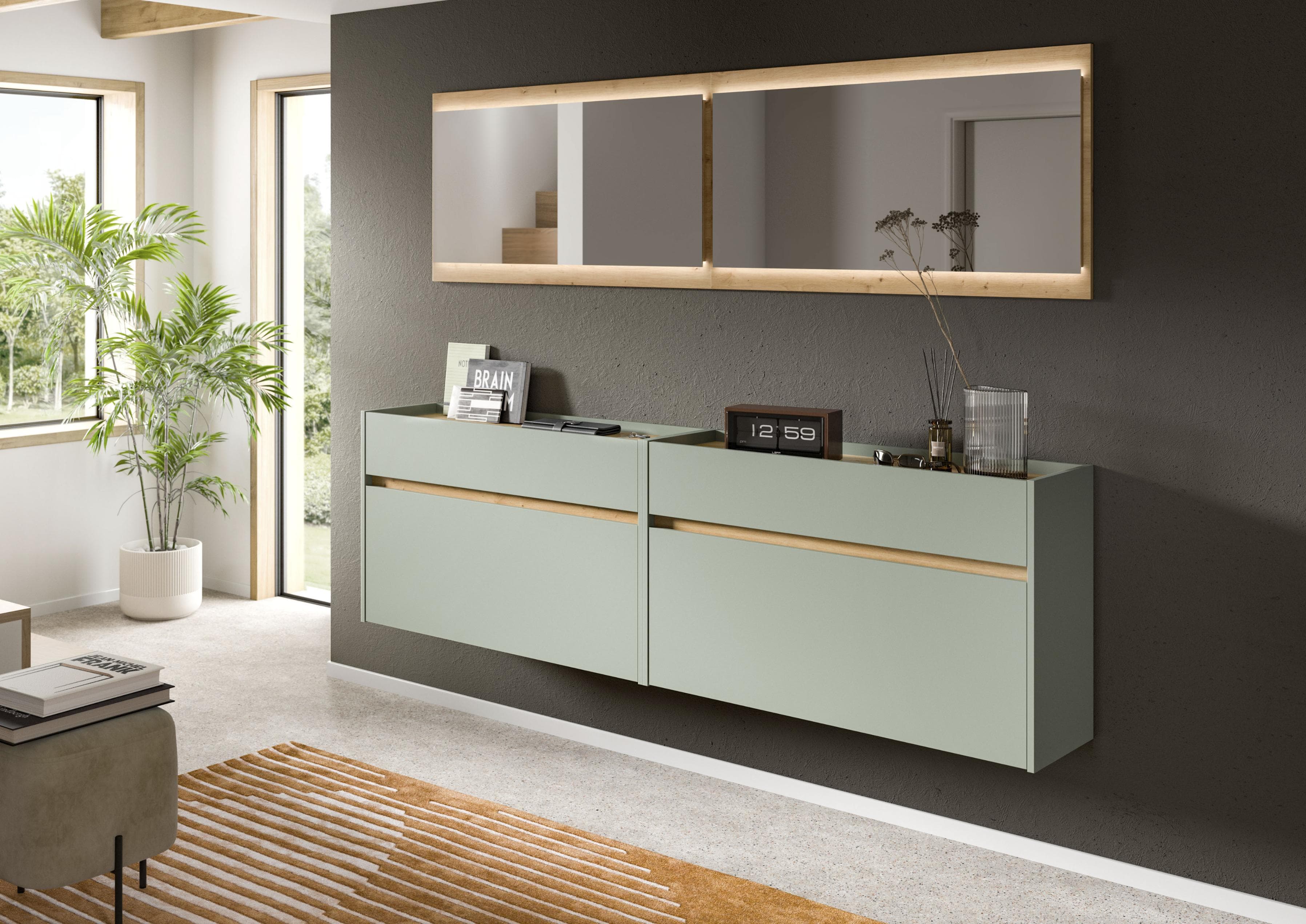 Garderoben-Set INOSIGN 'EVRID' 4-teilig Breite 220 cm inkl. Beleuchtung