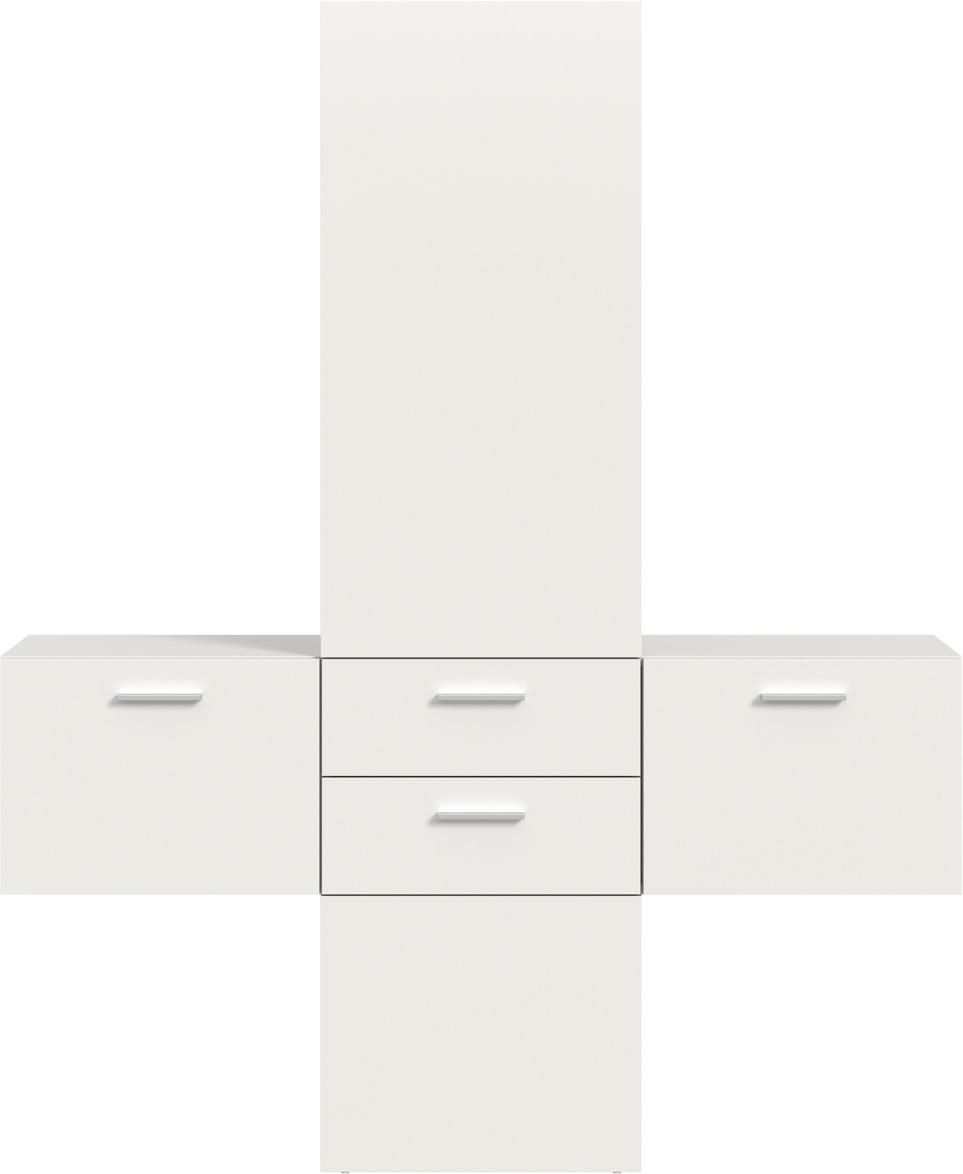Garderoben-Set INOSIGN, weiß melamin, Garderobenset Breite 156 cm, Spiegel, 2 Schubladen, Flur, Diele