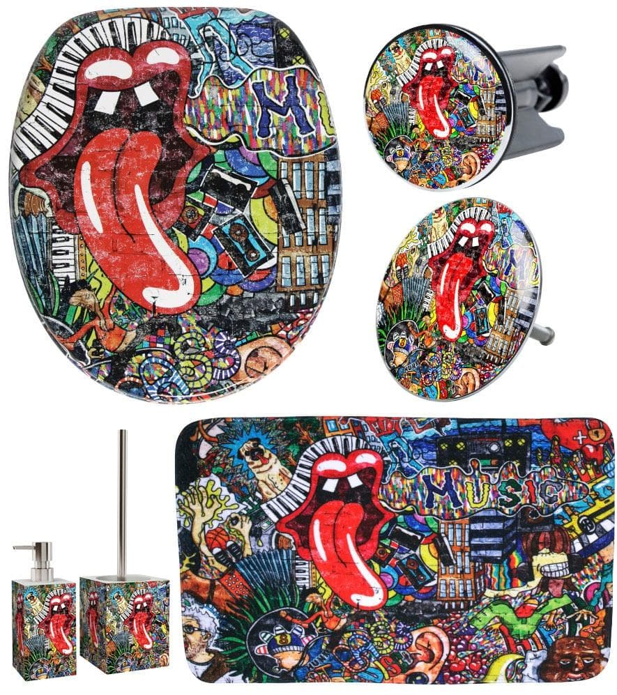 SANILO Badaccessoire-Set Graffiti Rot Massivholz