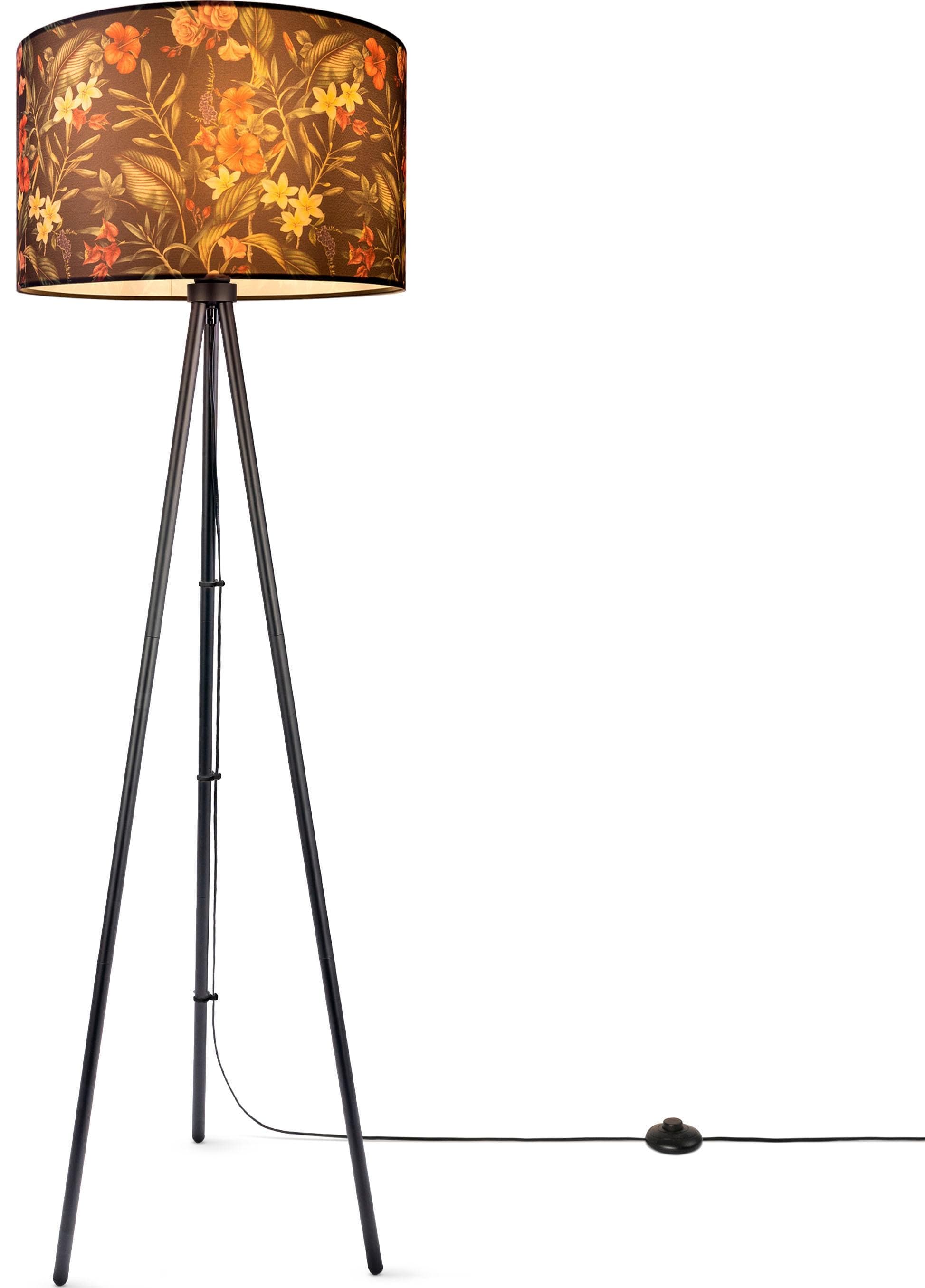 PACO HOME Stehlampe Trina Flower Schwarz Floral Modern