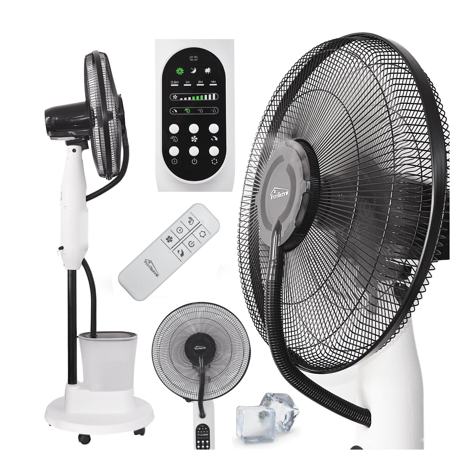 TroniTechnik® Standventilator mit Wasserkühlung und Sprühnebel