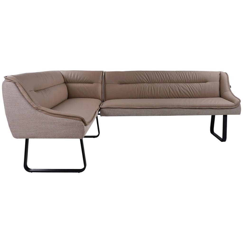 Novel Eckbank Taupe Metall Textil Leder Echtleder Rindleder 5-Sitzer Eckteil