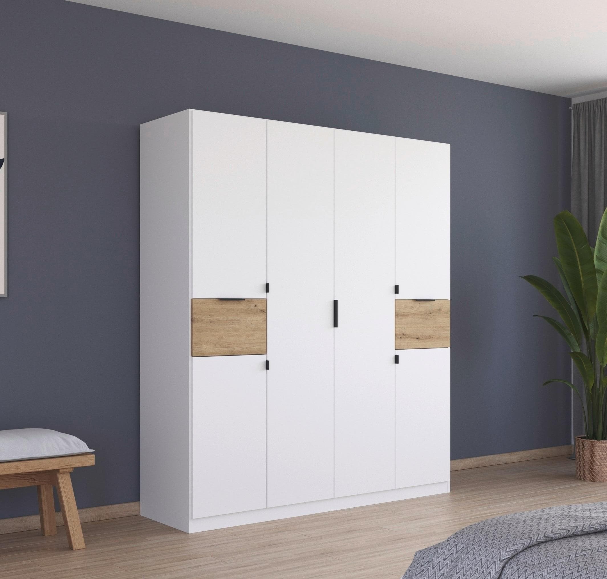 Rauch Drehtürenschrank TICAO Alpinweiß/Eiche Artisan mit 2 Schubladen