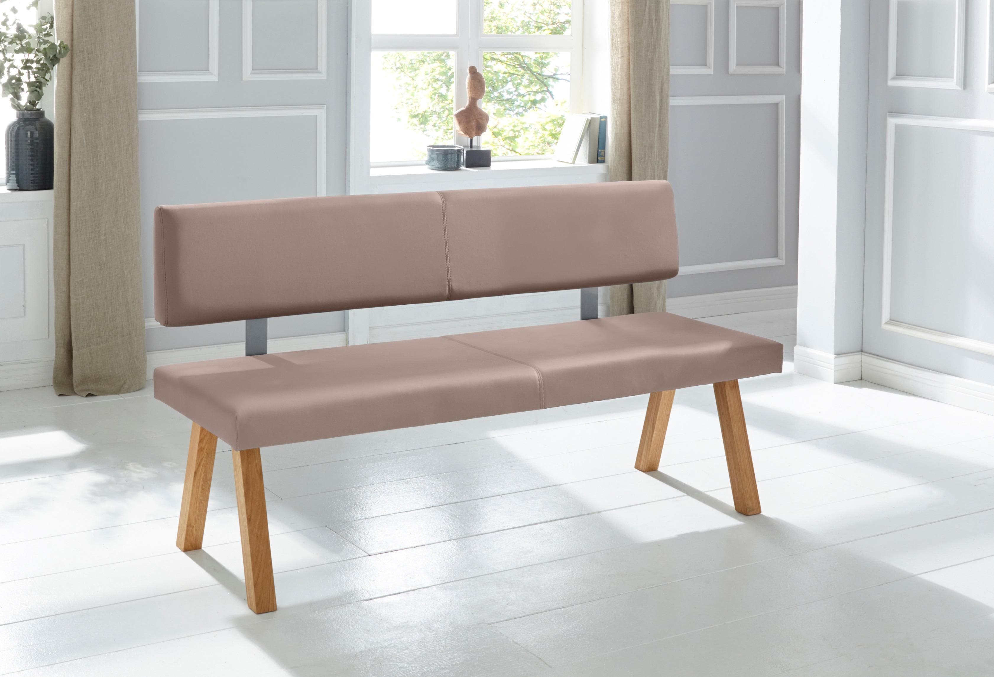Bank OTTO HOME Mobilar Rio Taupe Massivholz mit Rückenlehne