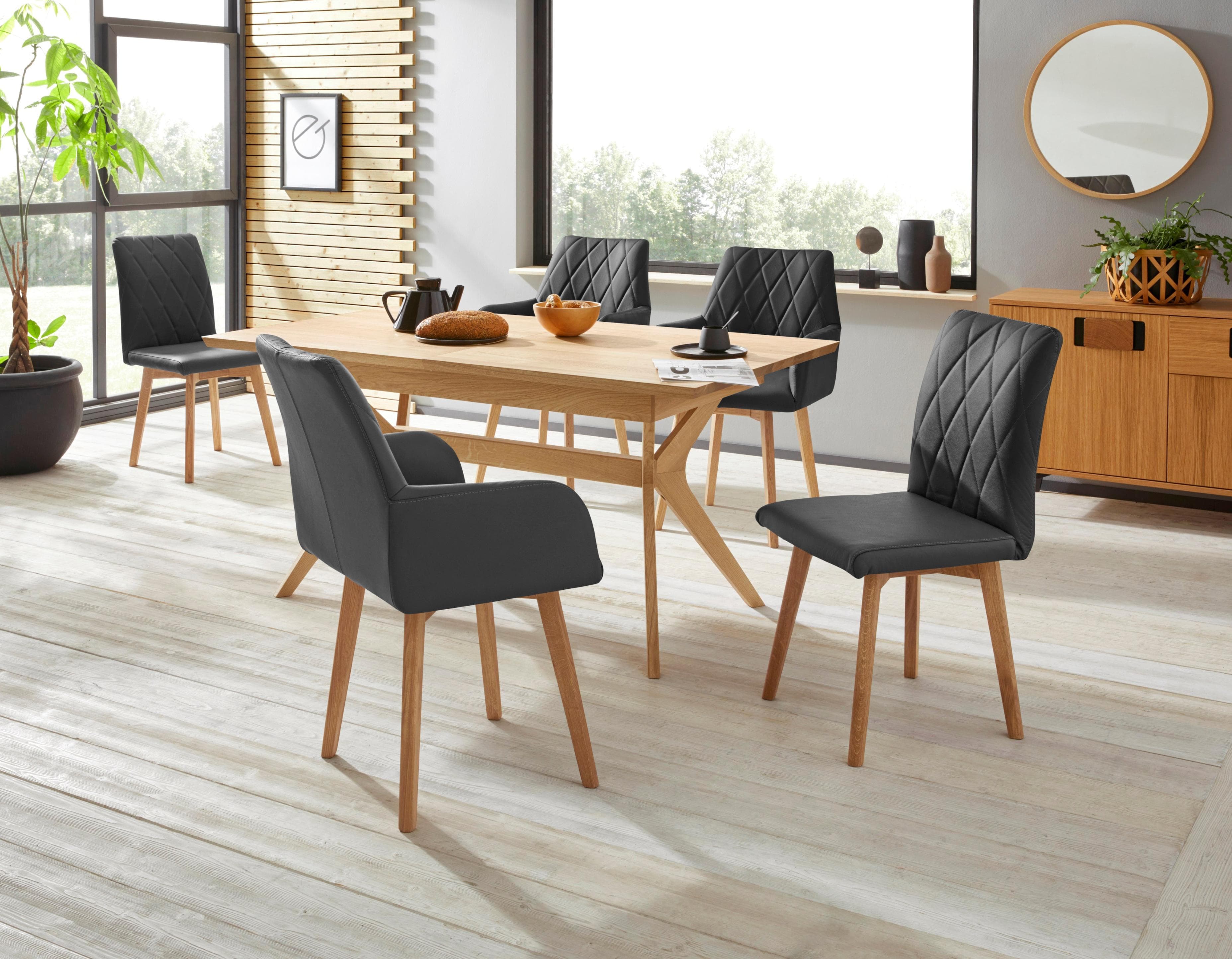 OTTO HOME Esszimmerstuhl Brest Schwarz Eiche Massivholz