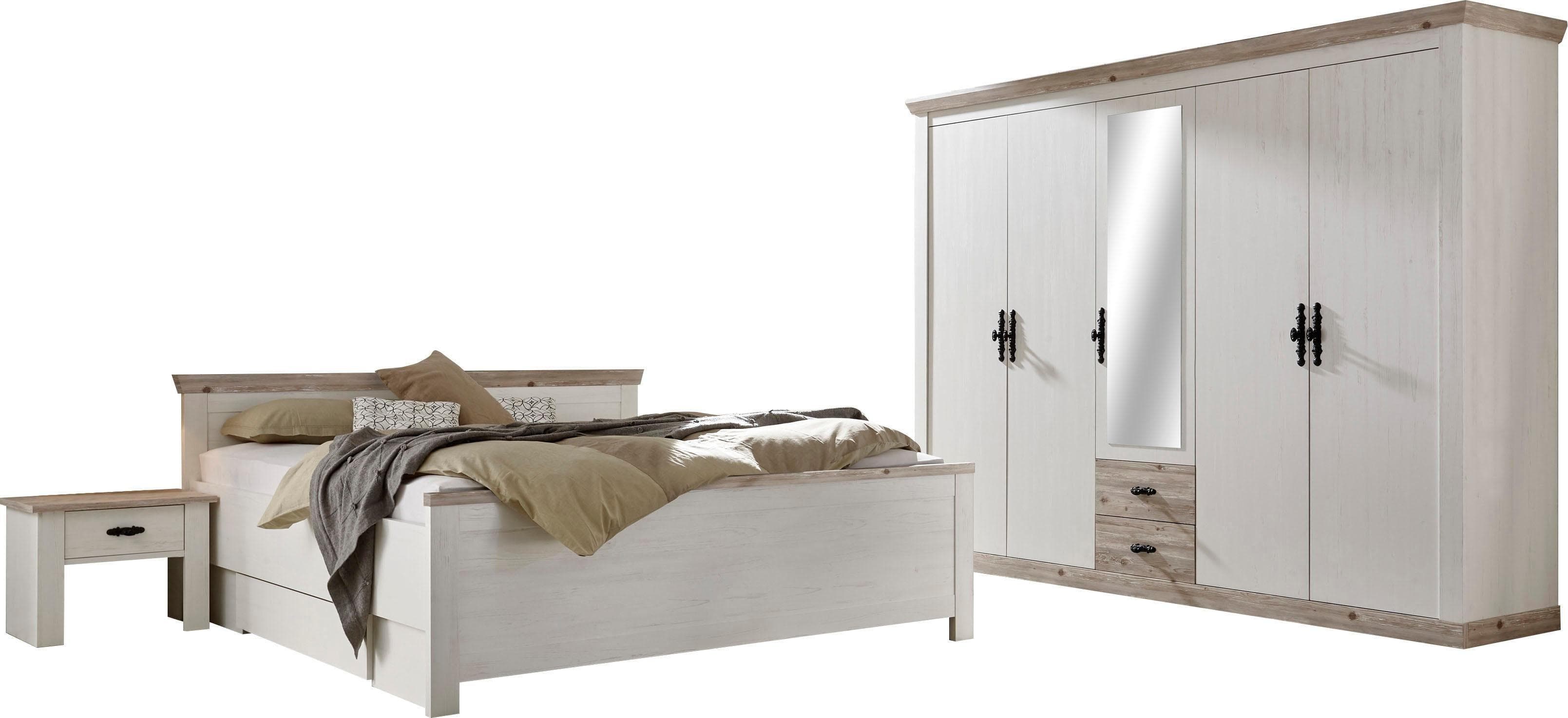 HOME AFFAIRE Florenz Schlafzimmer-Set Weiß Landhausstil